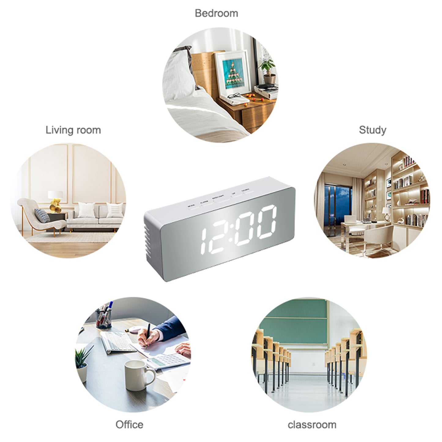 WRADER LED Digital Alarm Clock