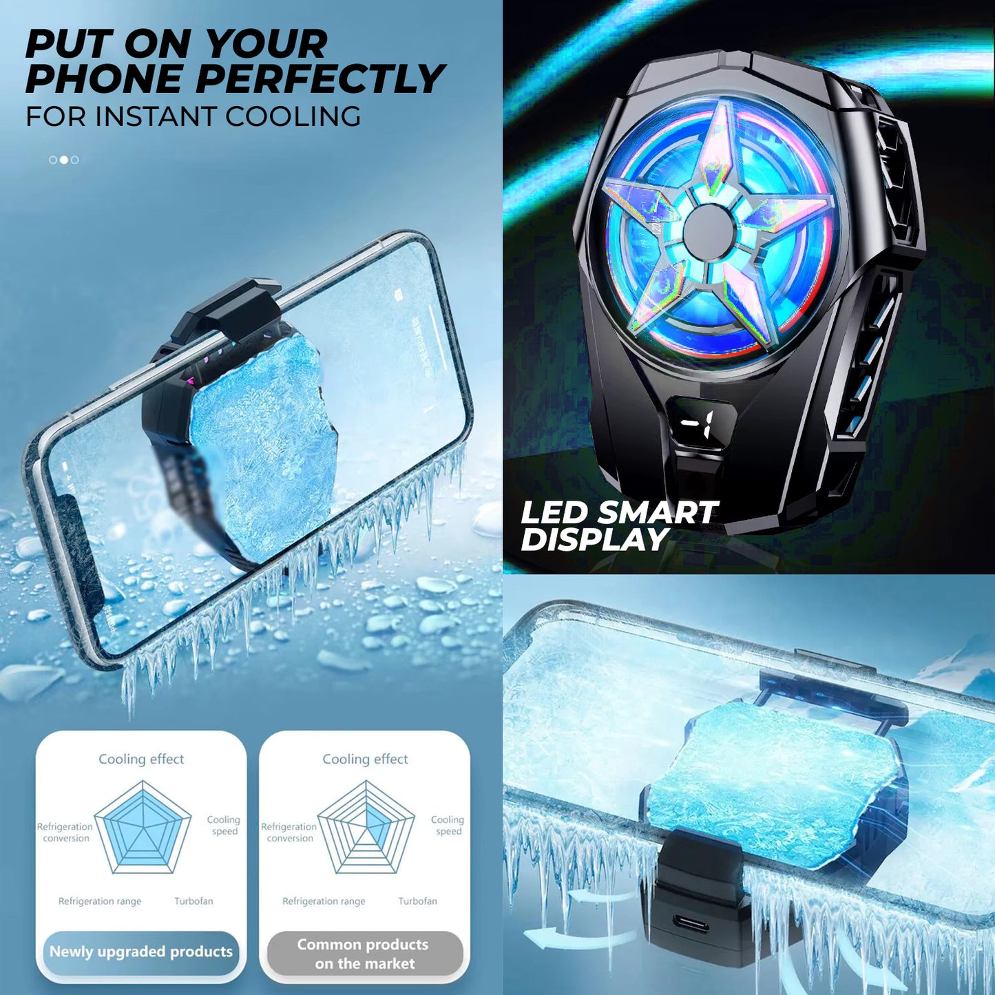 WRADER SL09 Portable Radiator Cooling Fan for Mobile Heating Gaming Cooling Fan For Android & iPhone