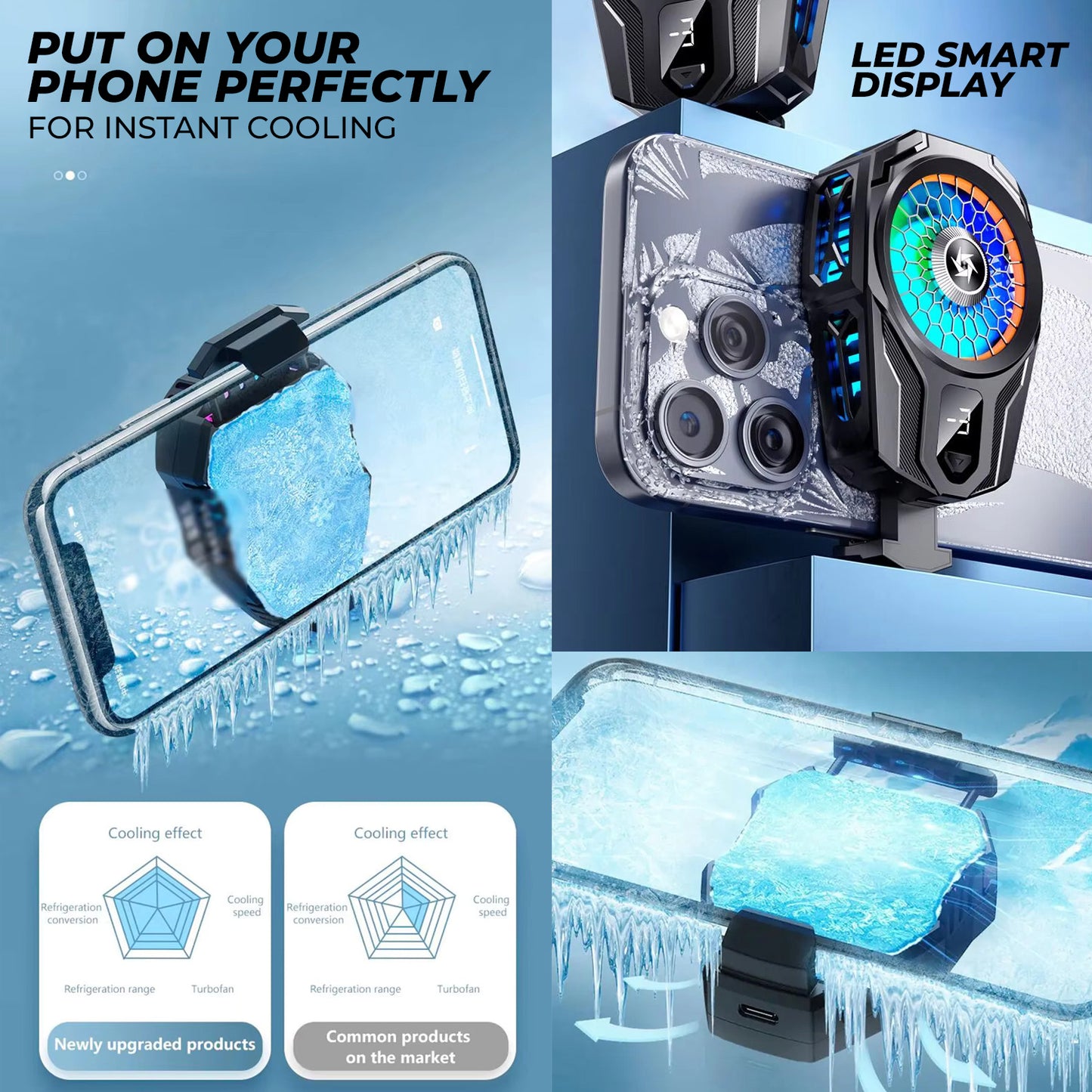 WRADER SL16 Mobile Gaming Cooling Fan for Android & iPhone for Heat Control Mobile Gaming Cooling Fan (Black)