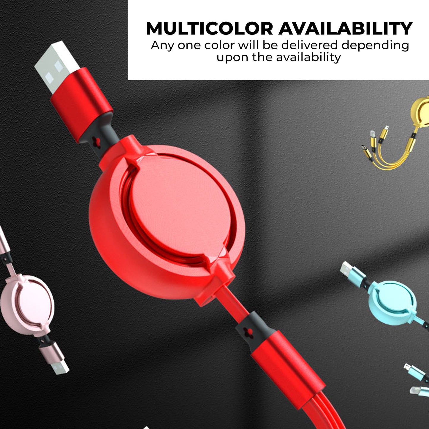 WRADER Micro USB Cable 3 A 1 m 3 in1 Fast Charging Data Cable for All Smartphones and iOS Data Cable