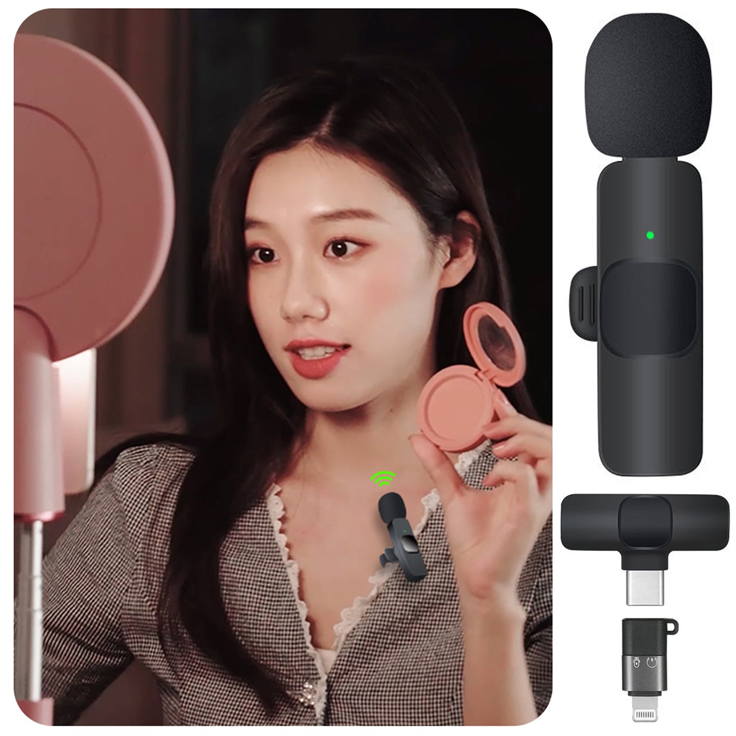 WRADER K8 wireless lavalier microphone for iphone & android