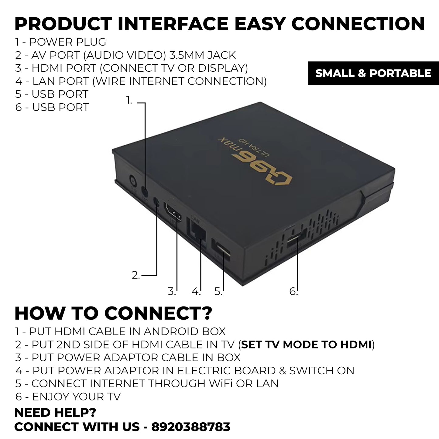 Q96 FULL HD Android TV Box Android 14.0 8GB RAM 128GB ROM Free HDMI 3000+ Apps