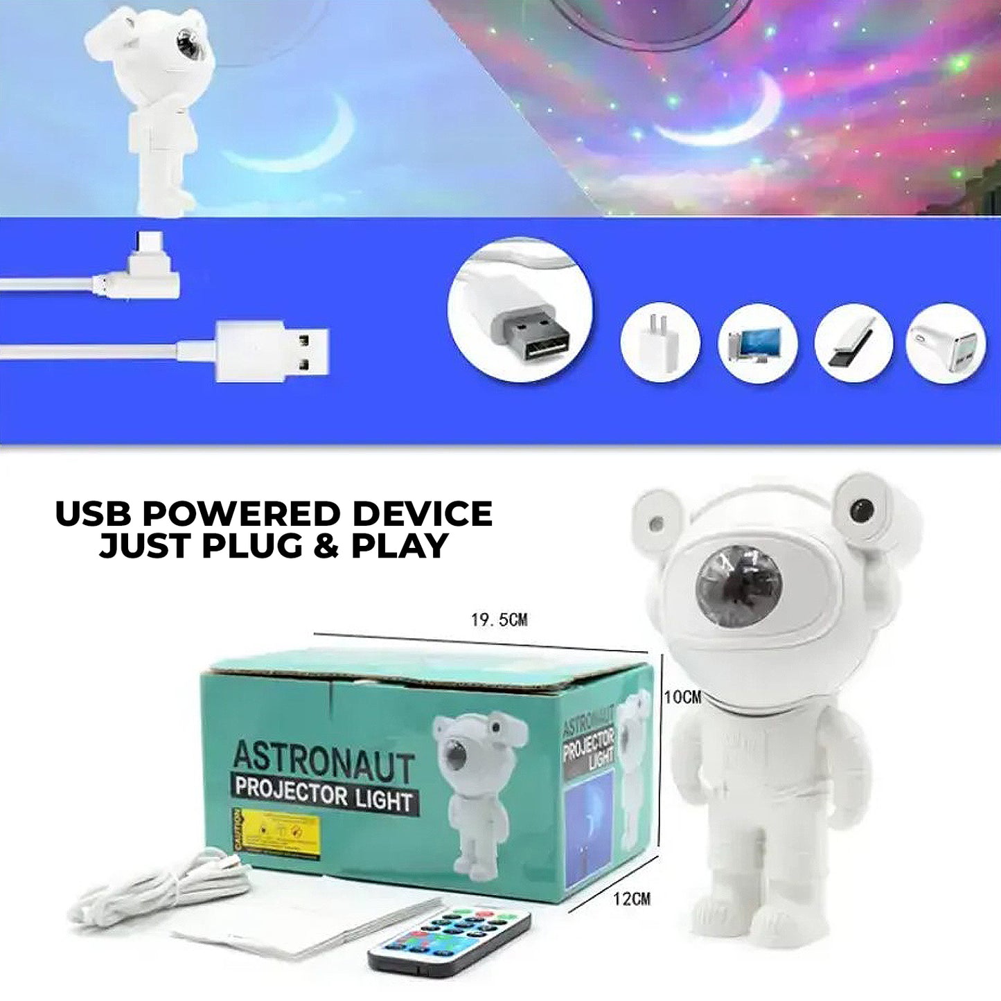 WRADER Galaxy Star Lamp with Speaker Nebula Astronaut Lamp for Kids Starry Moon Light Night Lamp