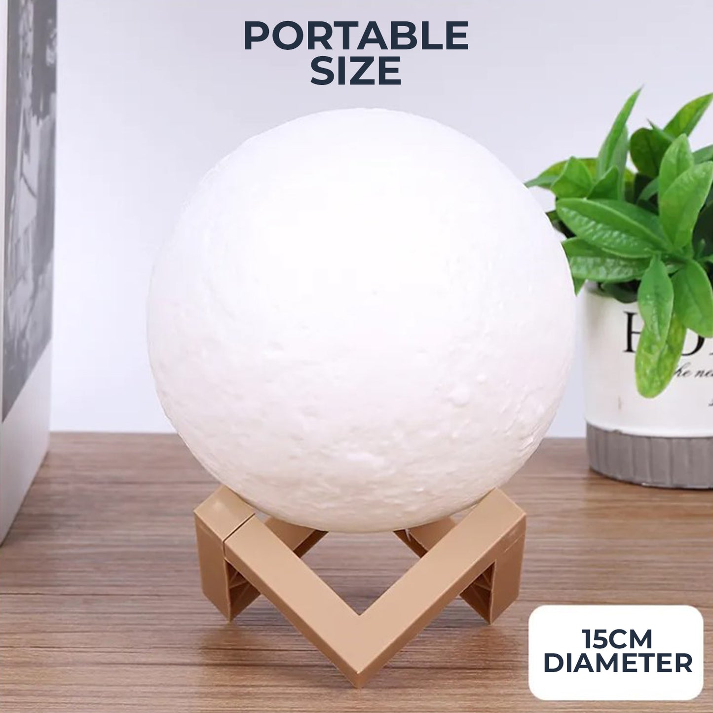 WRADER 3D Moon Lamp Night Moon Lamp with 7 Colors Light Glowing Modes Moon Light Night Lamp (15cm, Off-White)