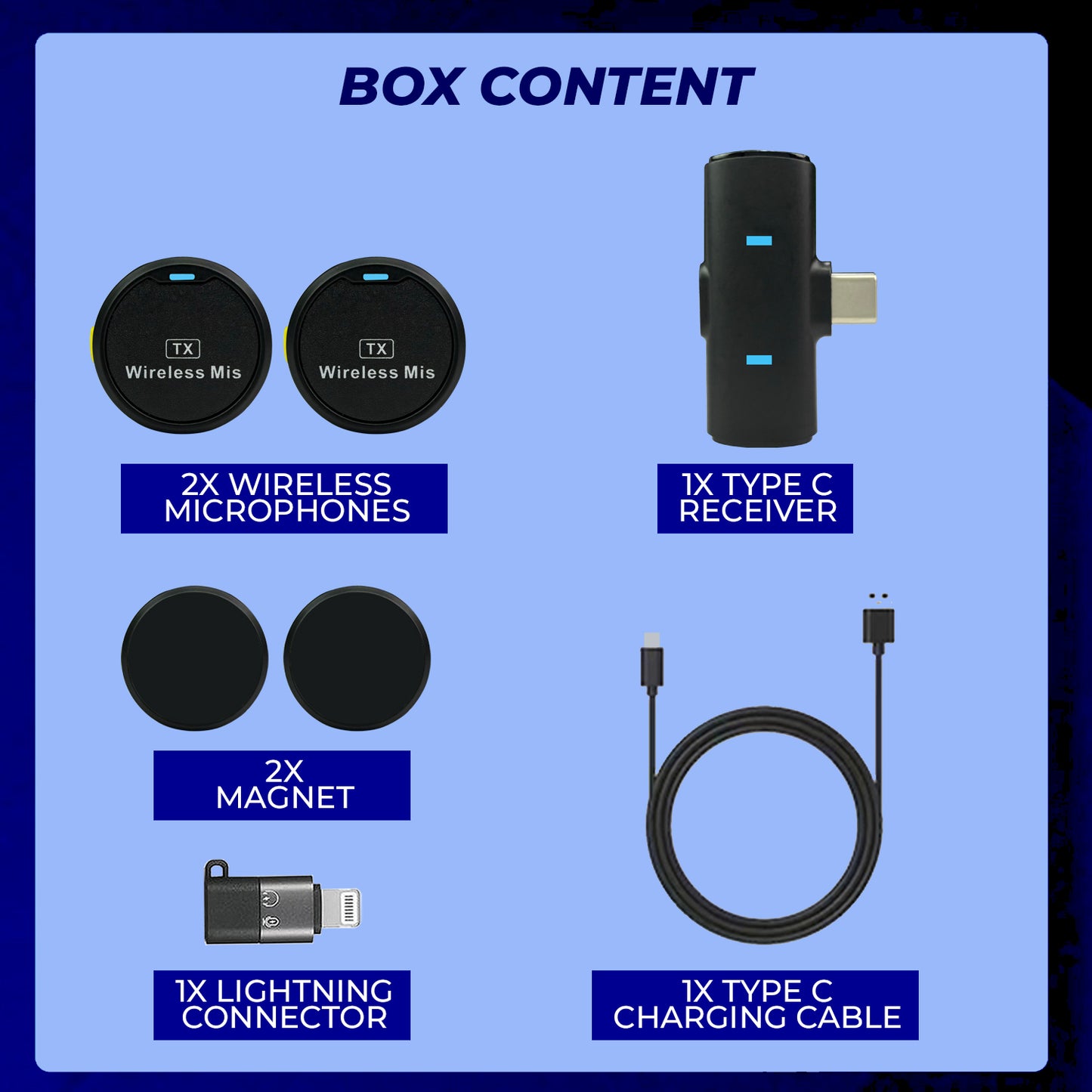 WRADER Round Shape Magnetic Wireless Collar Mic with Noise Cancellation for Type C Mobile and iPhone Microphone