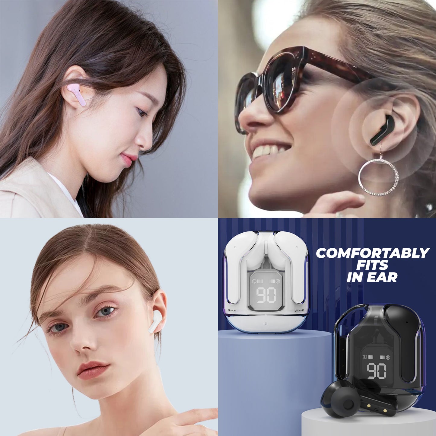 WRADER Transparent crystal Earbuds Wireless Bluetooth Headset