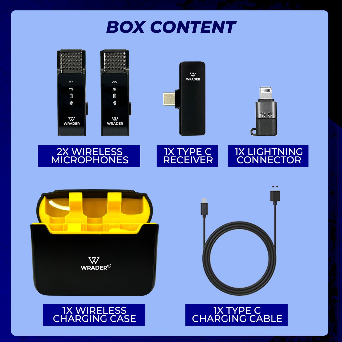 WRADER S16 Dual Wireless Mic with Noise Cancelling, Charging Display Case For Android & iPhone Video Recording Microphone
