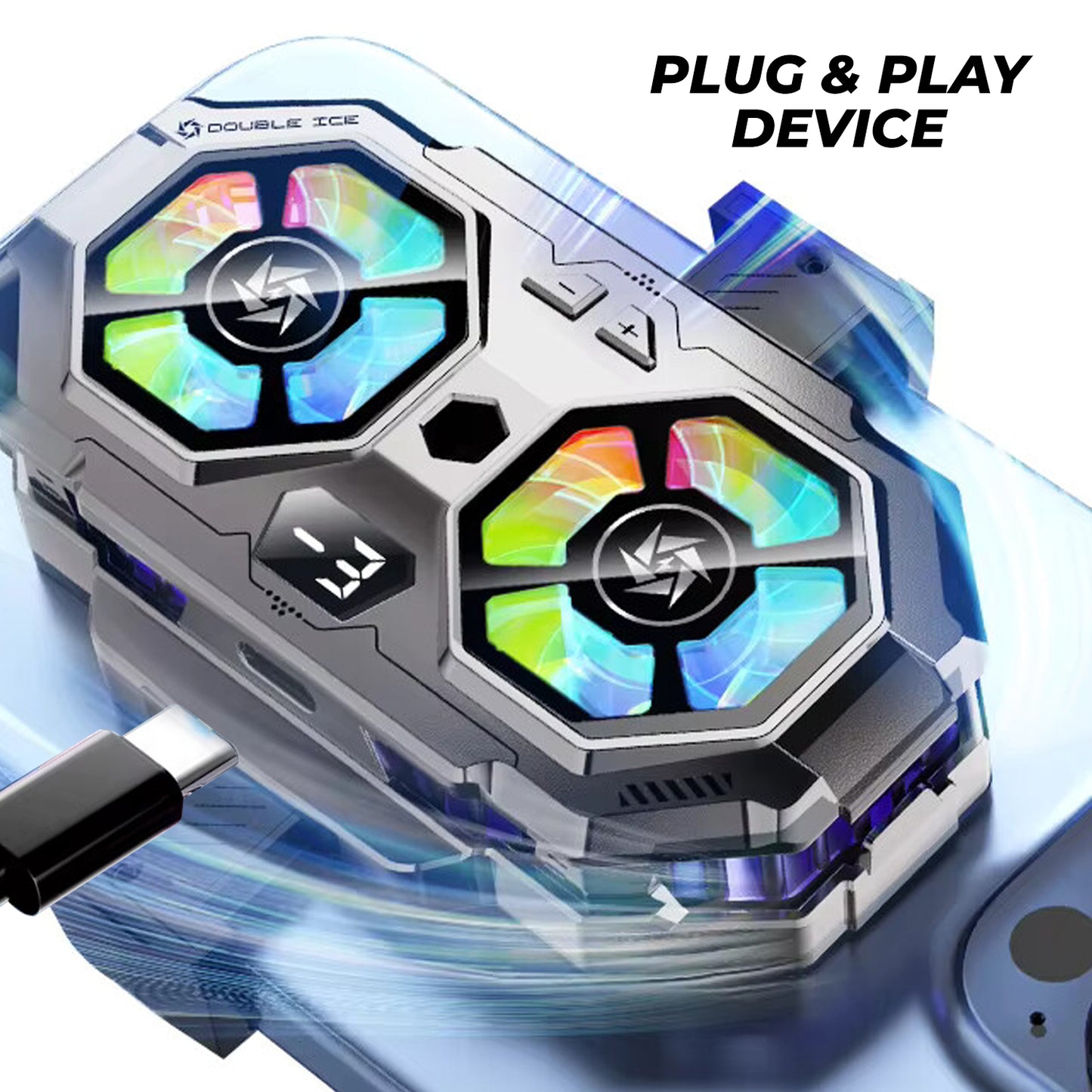 WRADER SL22 Mobile Cooling Gaming Fan for All Smartphones Android & iPhone Game Long Filming Mobile Gaming Cooling Pad (Black)