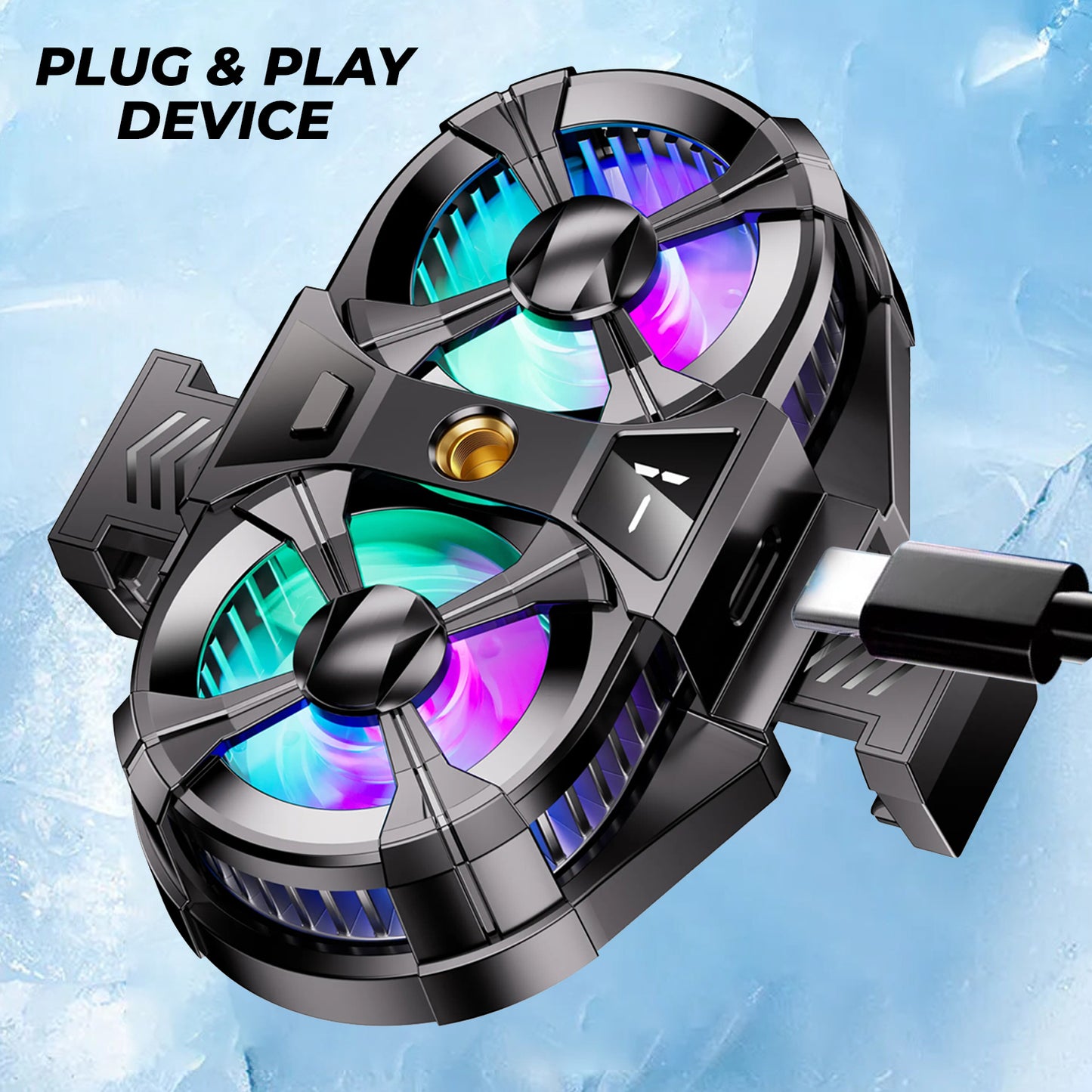 WRADER SL07 Mobile Cooler Fan for Gaming Android & iPhone Compatible Cooling Fan For Game Long Filming Cooling Pad (Black)