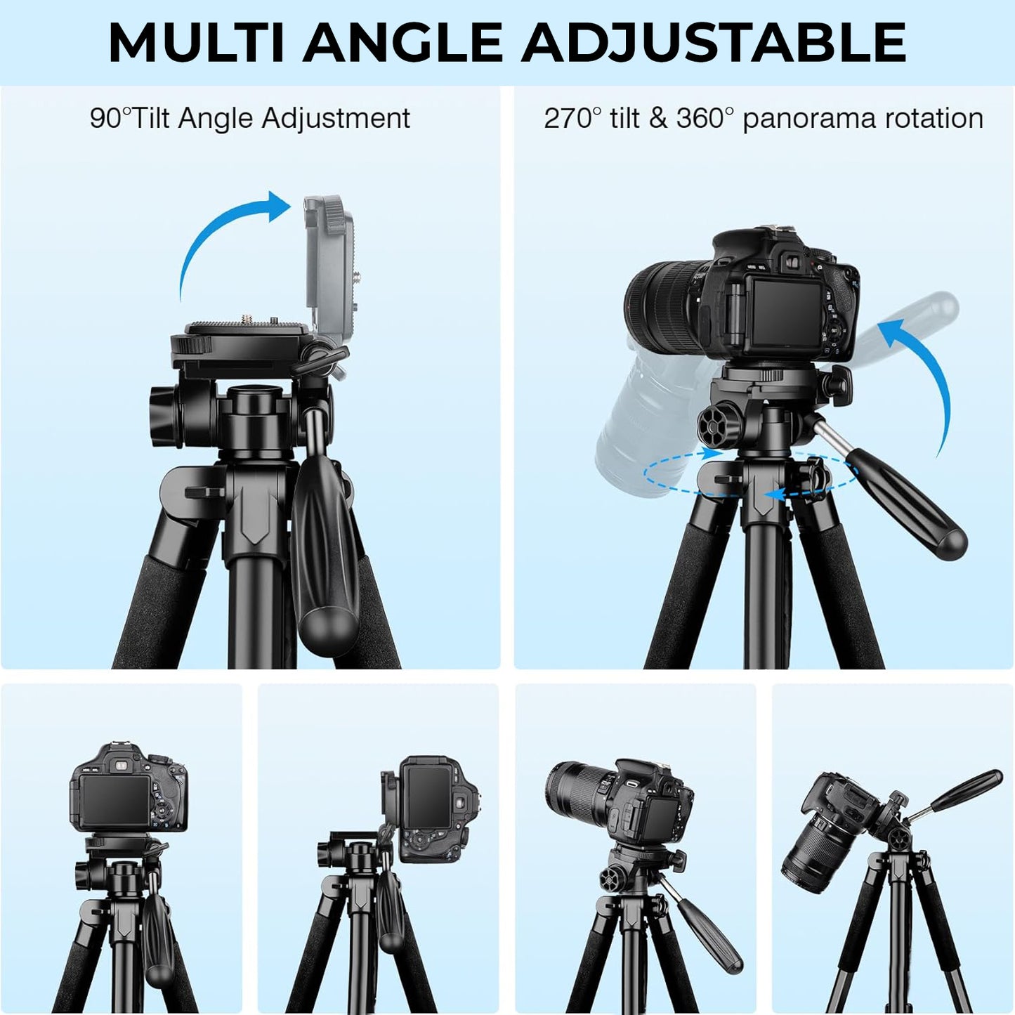 WRADER Professional Grade 82 Inch Tripod Stand for Video Recording for Mobile & Camera Tripod, Tripod Bracket
