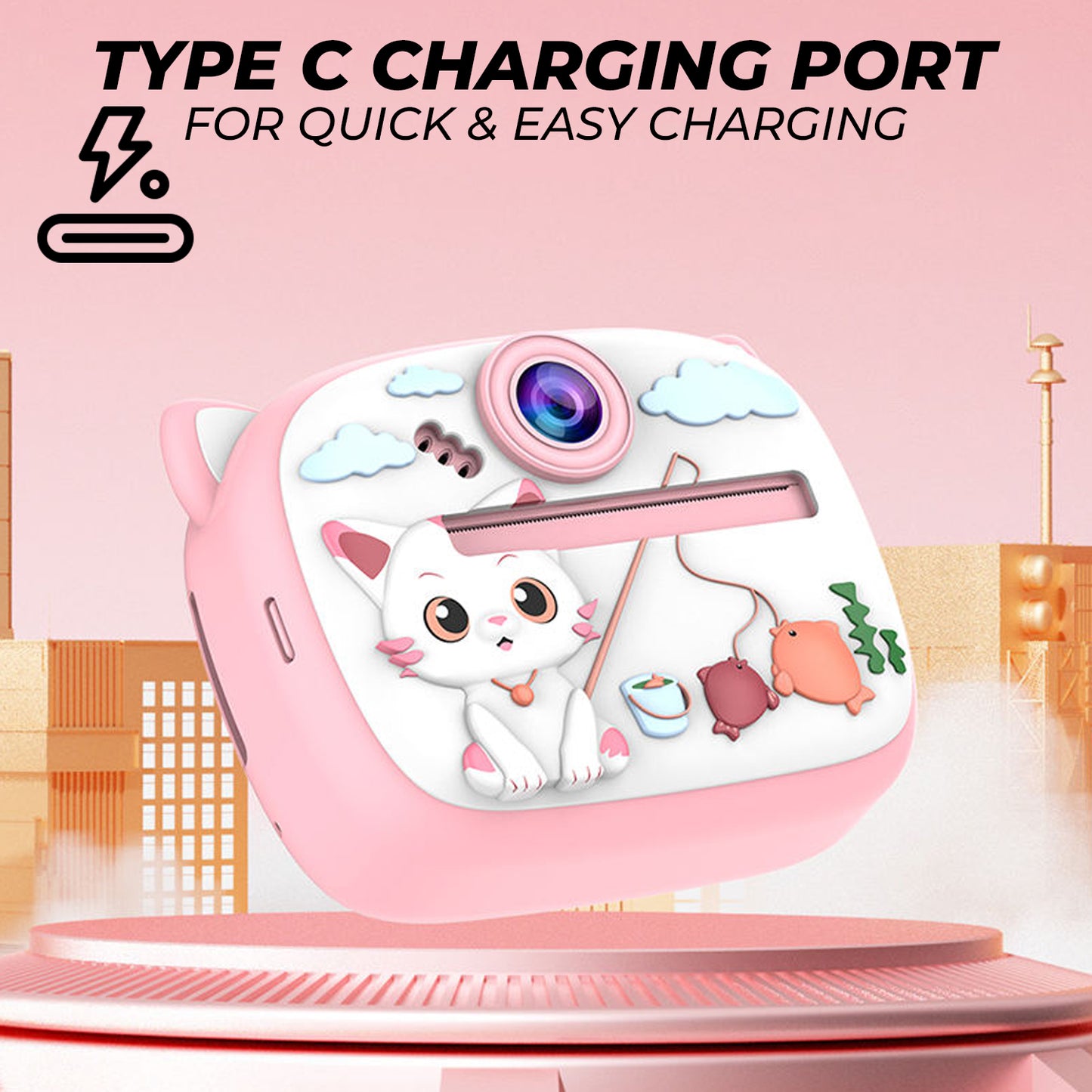 Instant Camera Printer Portable Photo Printer | Cat Design Camera Printer for Kids, Girls, Baby Boy | Best gift for Kids & Girls