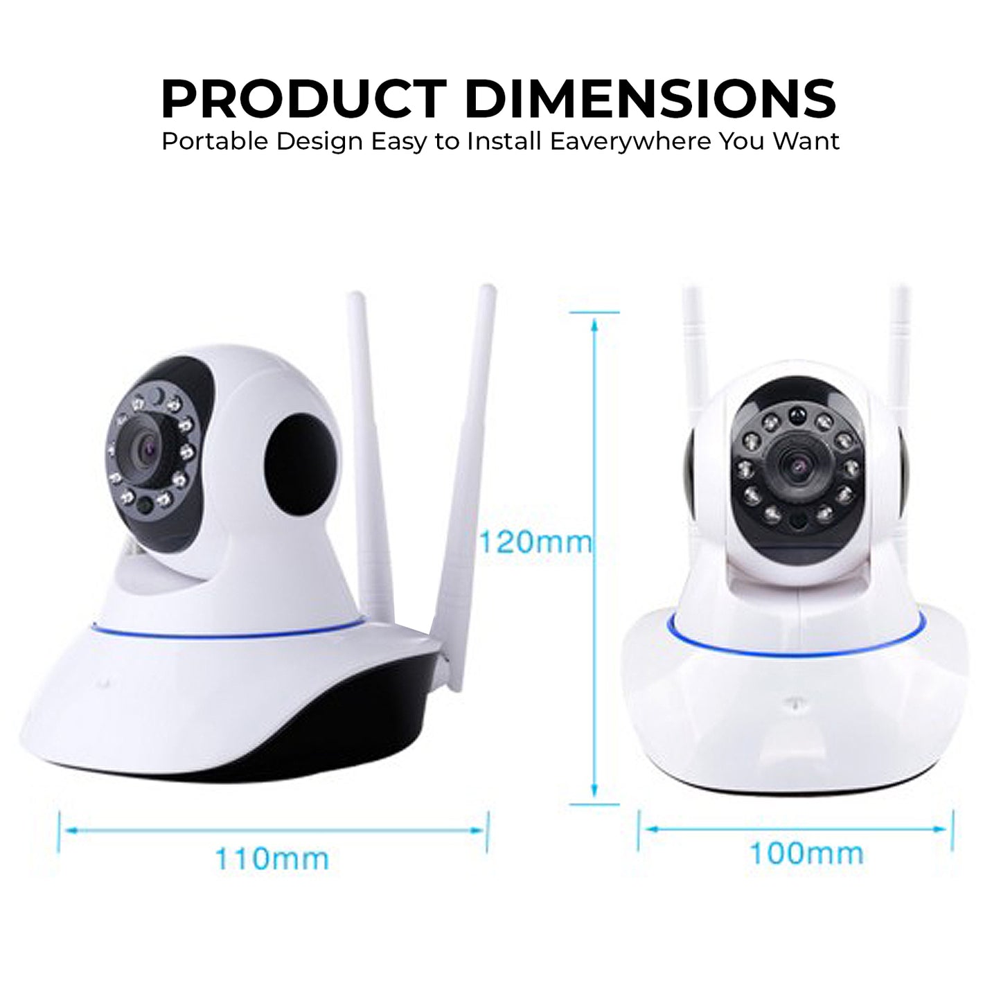 Dual Antenna Wifi Working 360° Angle Rotatable CCTV Camera For Home / Office / Outdoor / Factory / Warehouse Etc