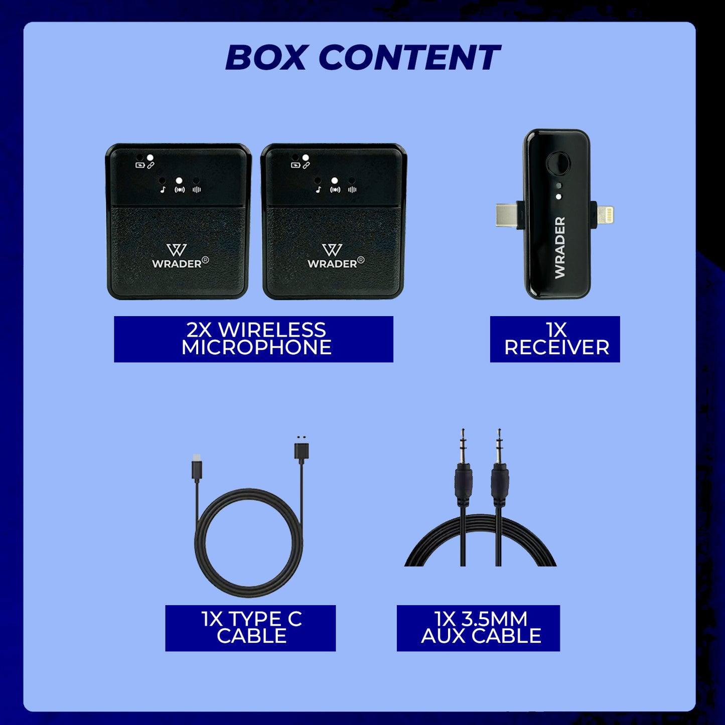 WRADER SX31 Dual Wireless Mic with Noise Reduction for GoPro, Cameras, DSLRs, Mobile, Laptop, Desktop Microphone