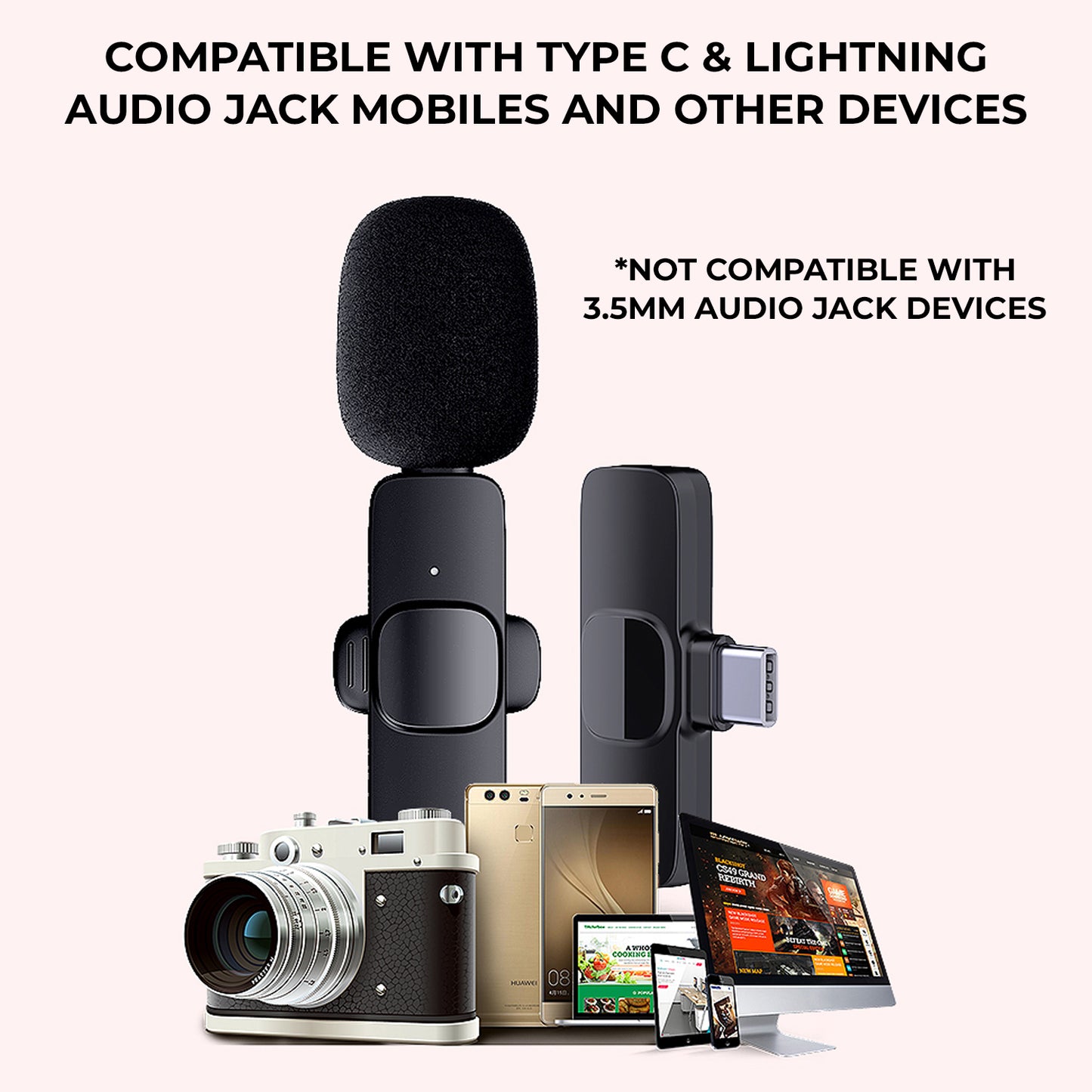 WRADER Dual User K9 Youtube Wireless Microphone for Video Recording Podcast ASMR Vlog Microphone
