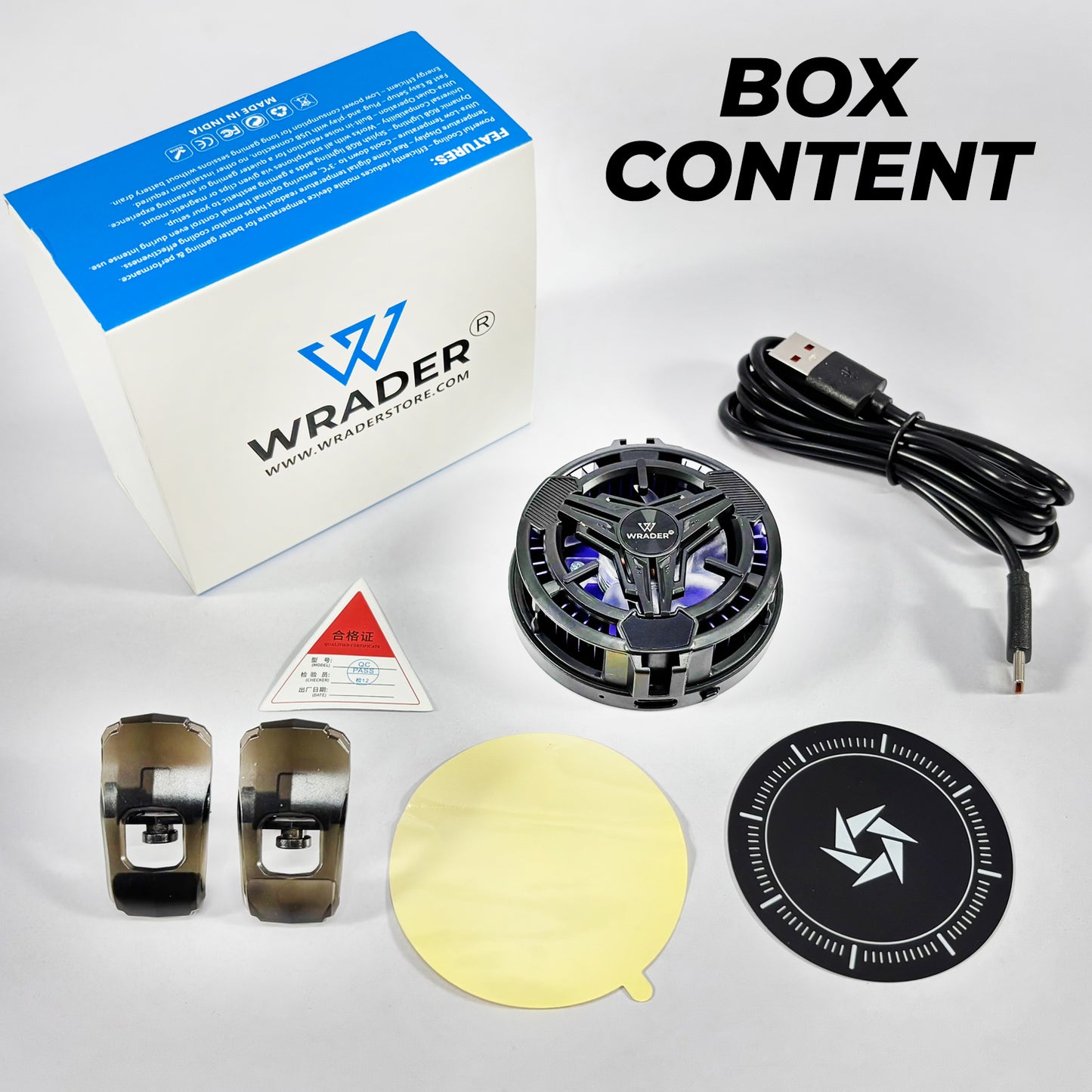 Wrader SL10 RGB Mobile Fan -3°C Cooling, Digital Display, Magnetic Mount, 2 Clips for Android