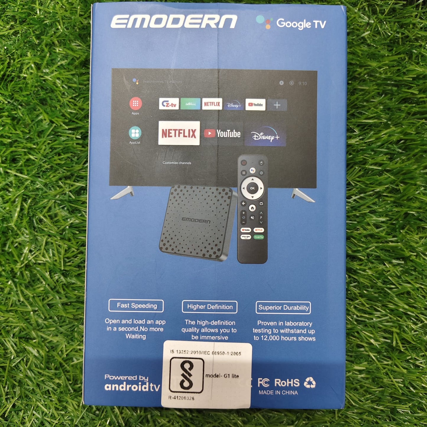Emodern Smart Android TV Box | 1080p HD with Built-in Voice Assistant