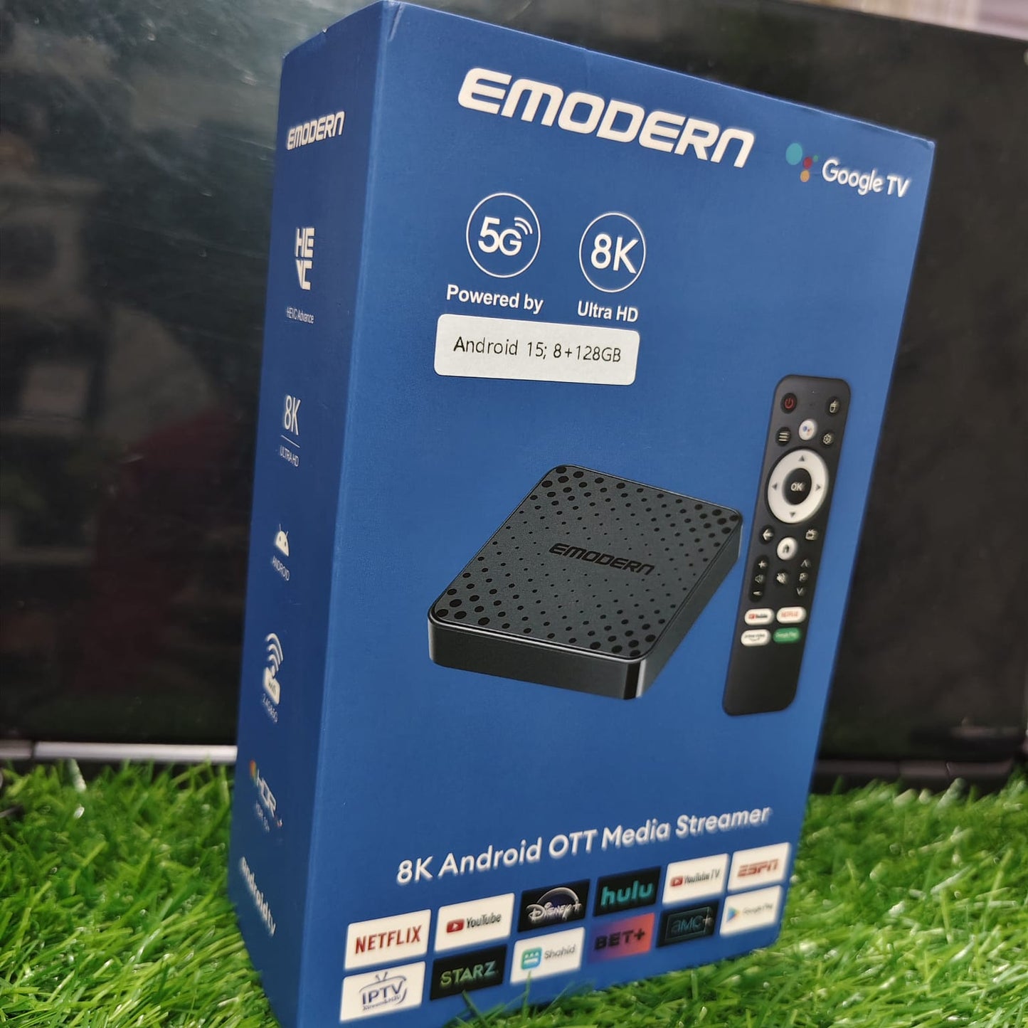 Emodern Smart Android TV Box | 1080p HD with Built-in Voice Assistant