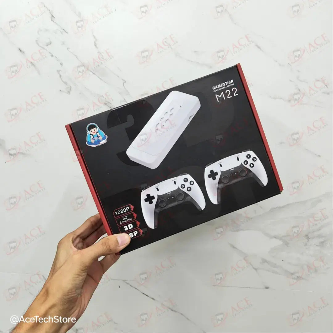 M22 Game Console with Wireless Controllers Plug & Play Retro Gaming Stick with HDMI, Dual Gamepads