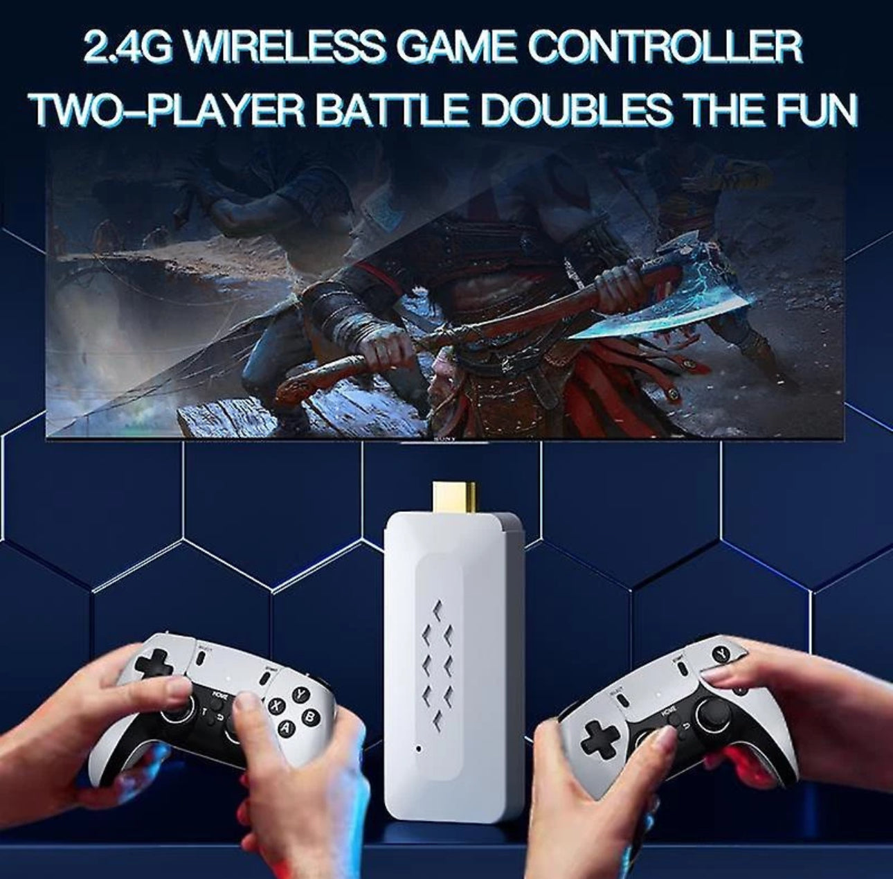 M22 Game Console with Wireless Controllers Plug & Play Retro Gaming Stick with HDMI, Dual Gamepads