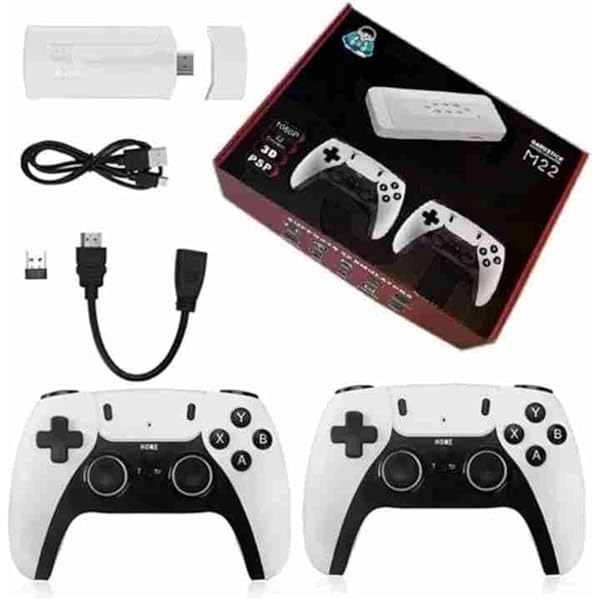 M22 Game Console with Wireless Controllers Plug & Play Retro Gaming Stick with HDMI, Dual Gamepads