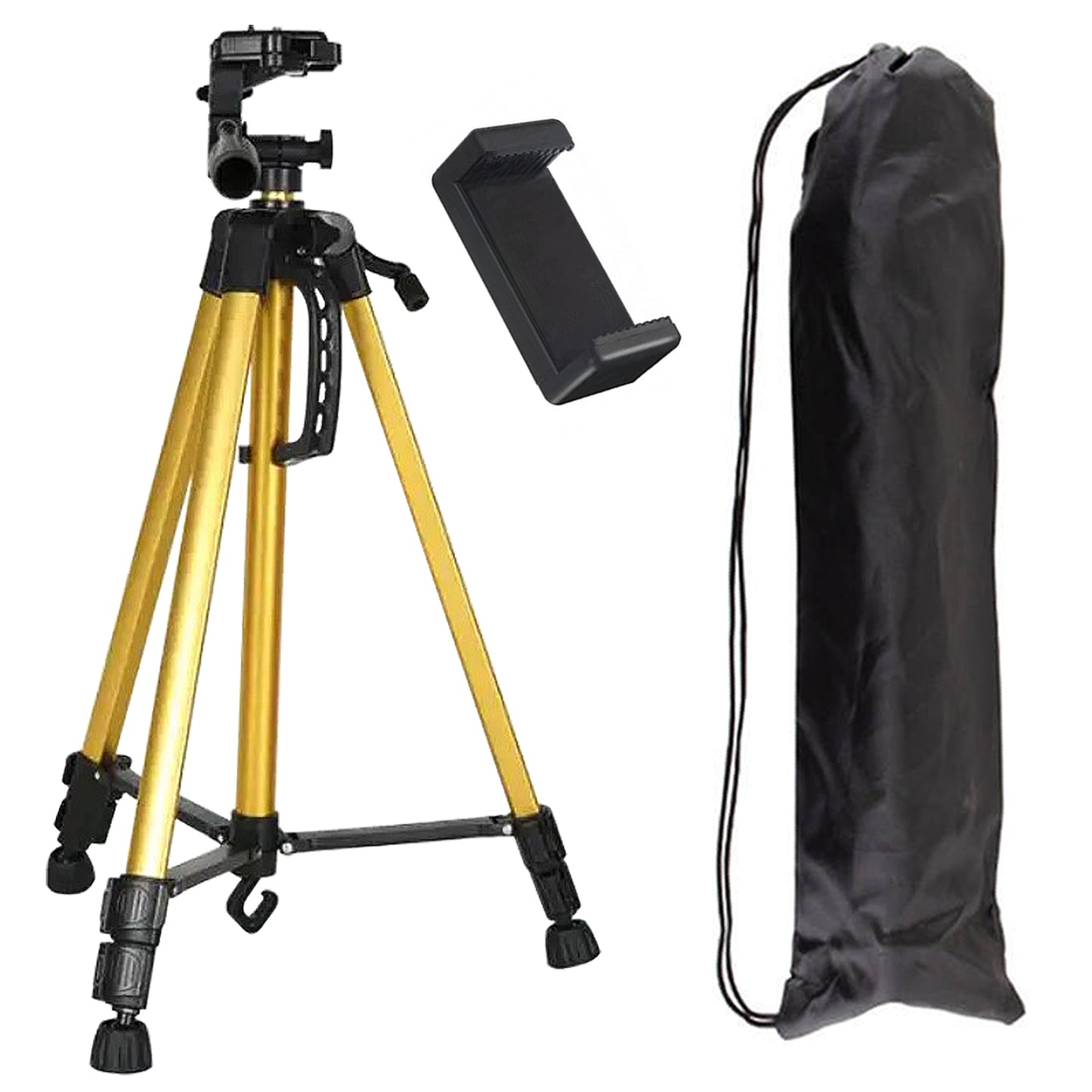 WRADER Metal Tripod with Clip Tripod Stand for Mobile DSLR Camera and Video Camera Tripod (Black, Supports Up to 5000 g)