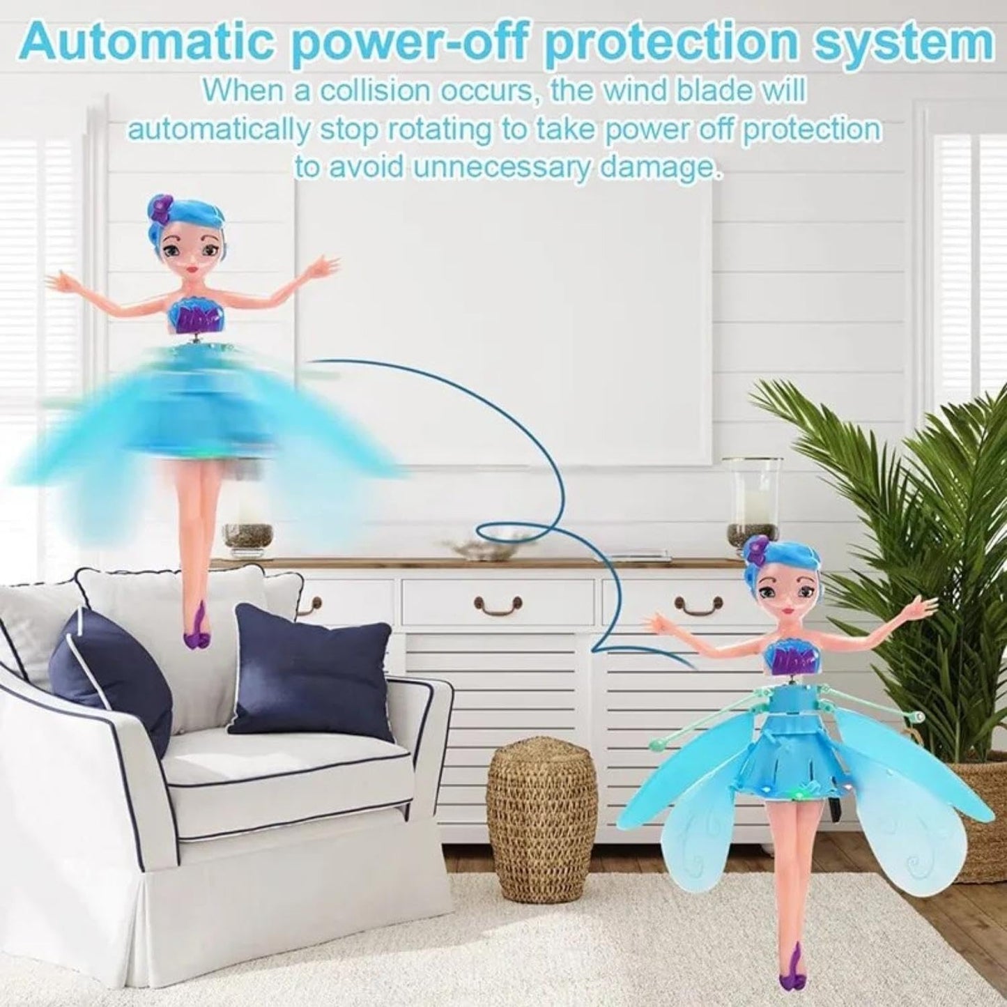 Wrader Magical Flying Doll Sensor Control Working USB Powered Sky Dancers Rainbow Glitter Flying Princess Doll for Kids, Girls, Boys & Childrens