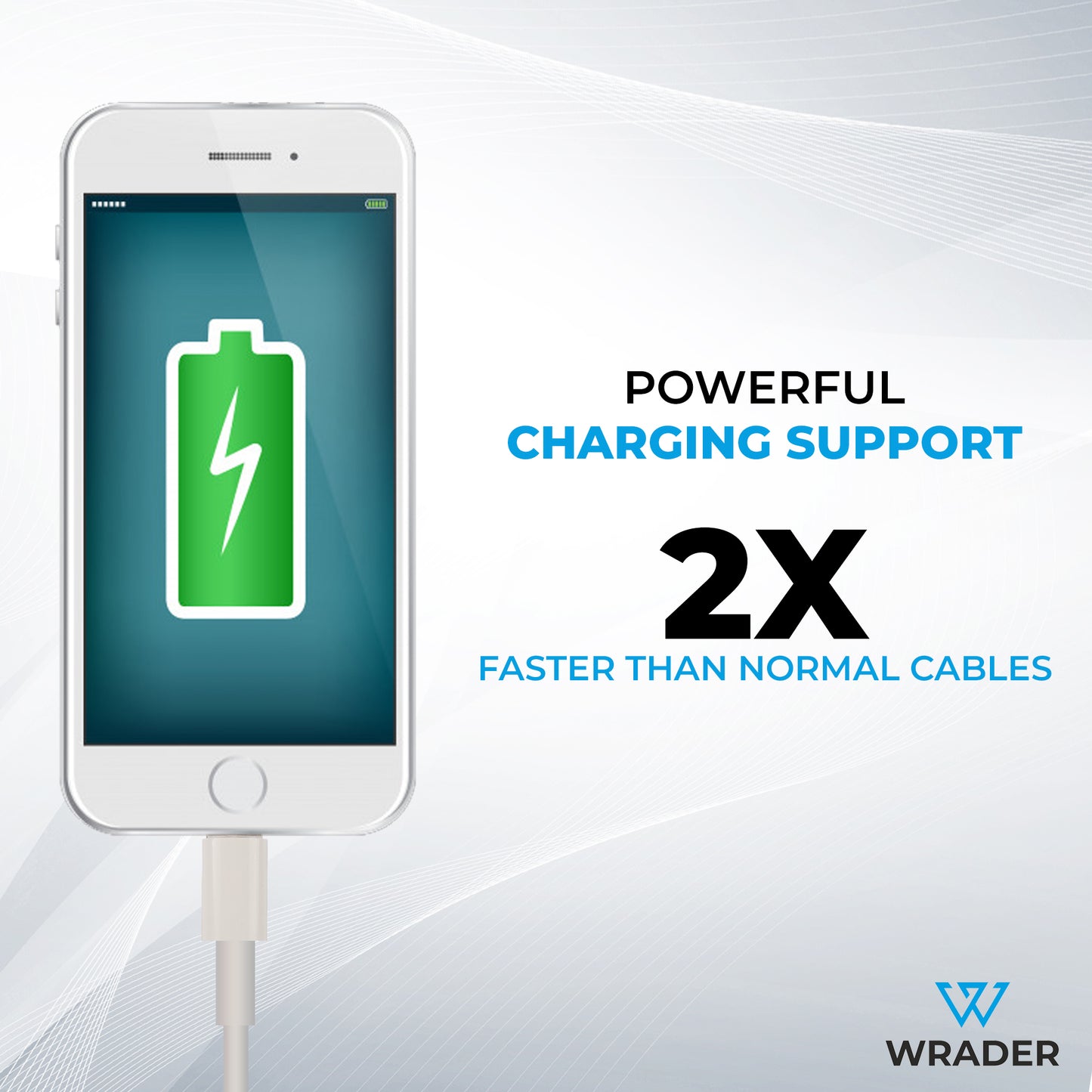 WRADER Lightning Cable 1 m iphone Fast Charging Lightning Port Cable for IPads, IPod, IPhone 10 / XR/Xs/Xs Max/X / 8/8 Plus / 7/7 Plus / 8/8 Plus / 7/7 Plus and All Other Models  (Compatible with Iphone, Ipad, Ipod, iOS, White, One Cable)