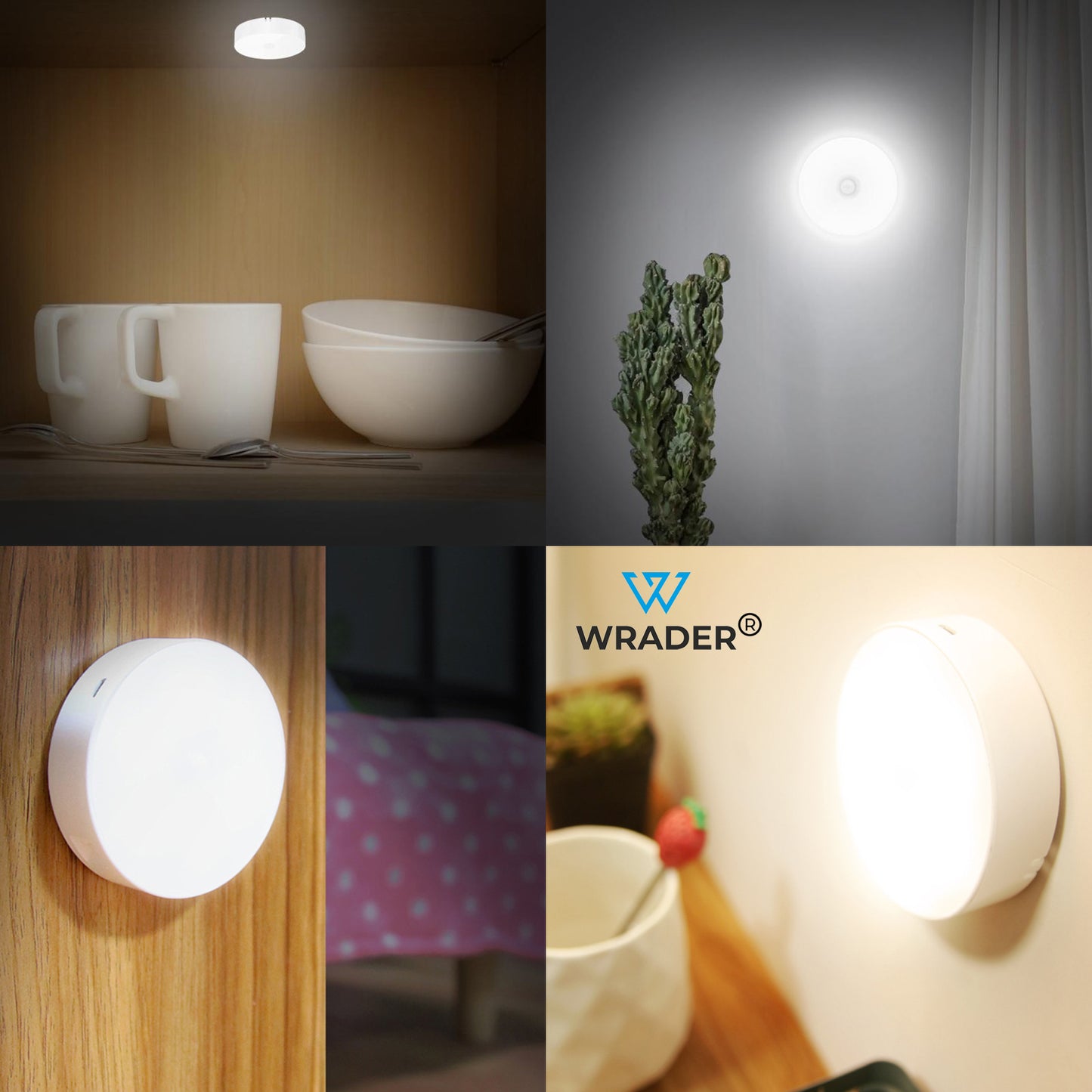 Wrader Motion Sensor Light, LED Night Light for Home, Wardrobe, Bedroom, Kitchen and More Night Lamp