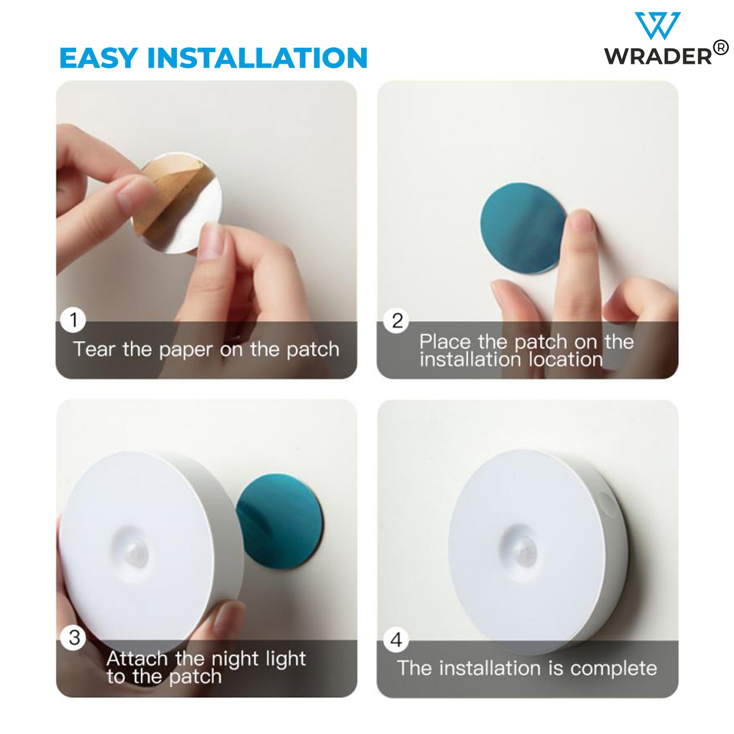 Wrader Motion Sensor Light, LED Night Light for Home, Wardrobe, Bedroom, Kitchen and More Night Lamp