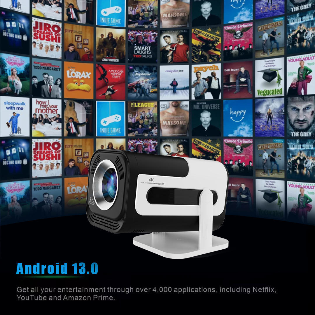 JY320 Android 13 Smart Projector – Portable HD Home Theater | 2GB RAM, 16GB Storage, Amlogic T950S
