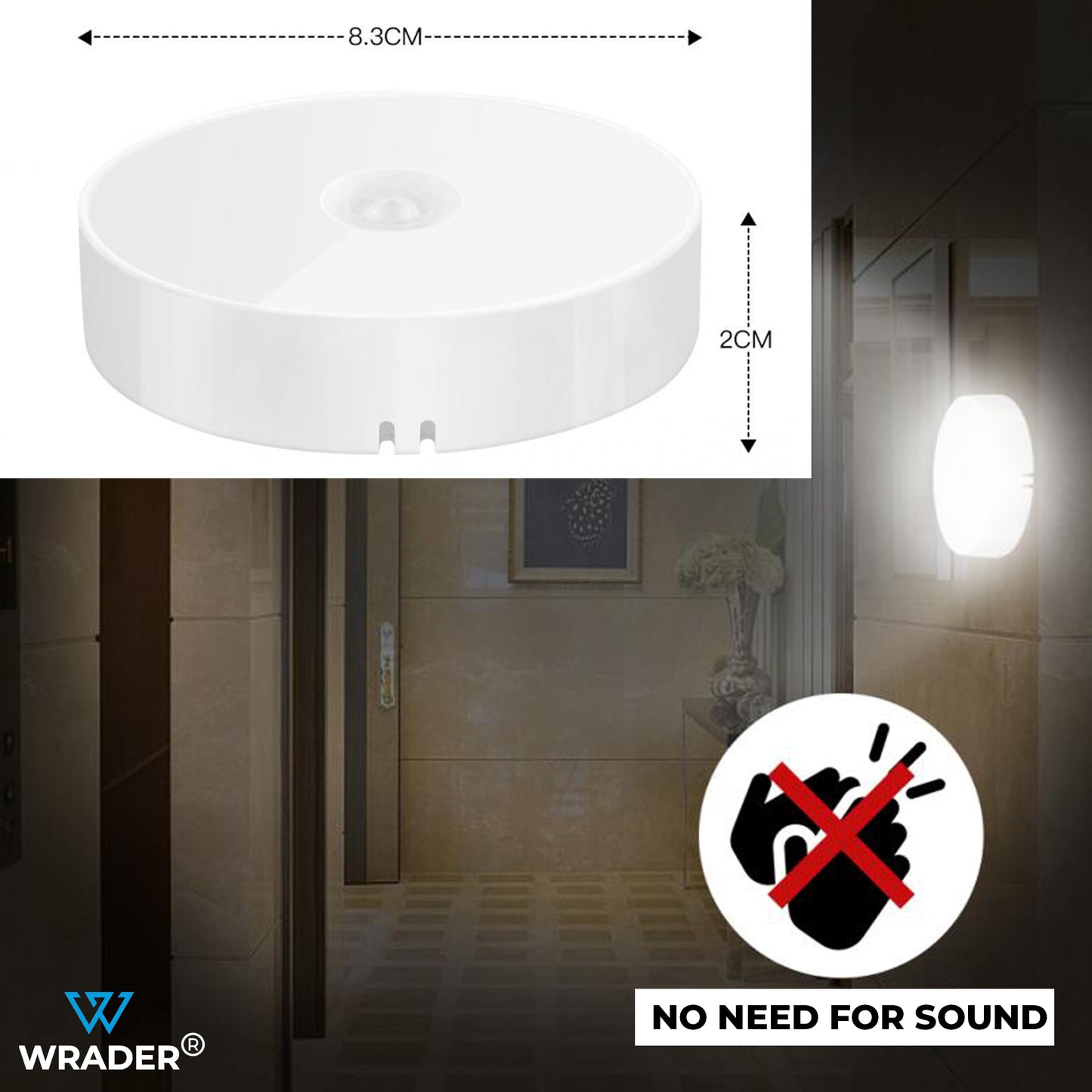 Wrader Motion Sensor Light, LED Night Light for Home, Wardrobe, Bedroom, Kitchen and More Night Lamp