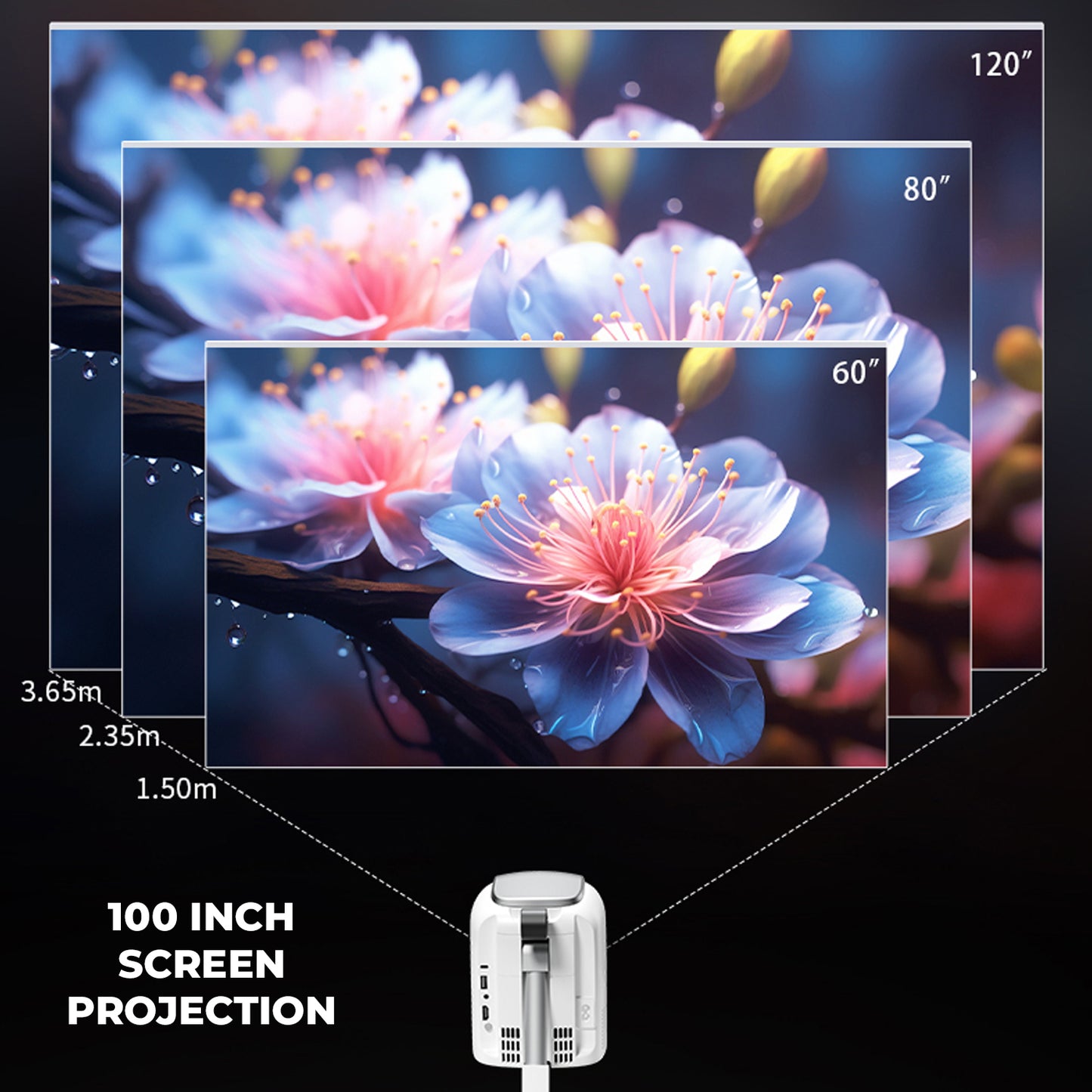 TS-8 Pro Smart Mini LED Projector | Native 720P, Supports 4K | Android 13 | 250 ANSI Lumens | Portable Home Theater
