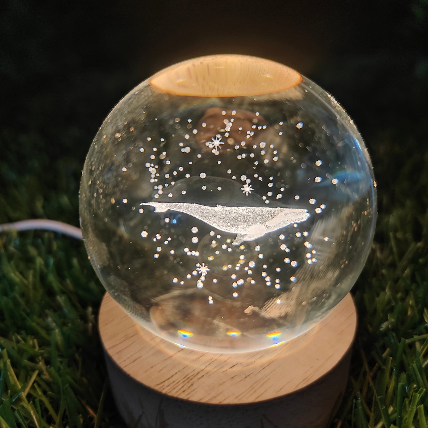 3D whale Crystal Ball Night Lamp For Decorate Rooms / Bedroom / Office / Studio Etc