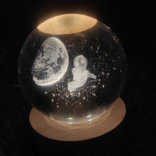 3D Astronaut with Moon Crystal Ball Lamp For Home / Office / Bedroom