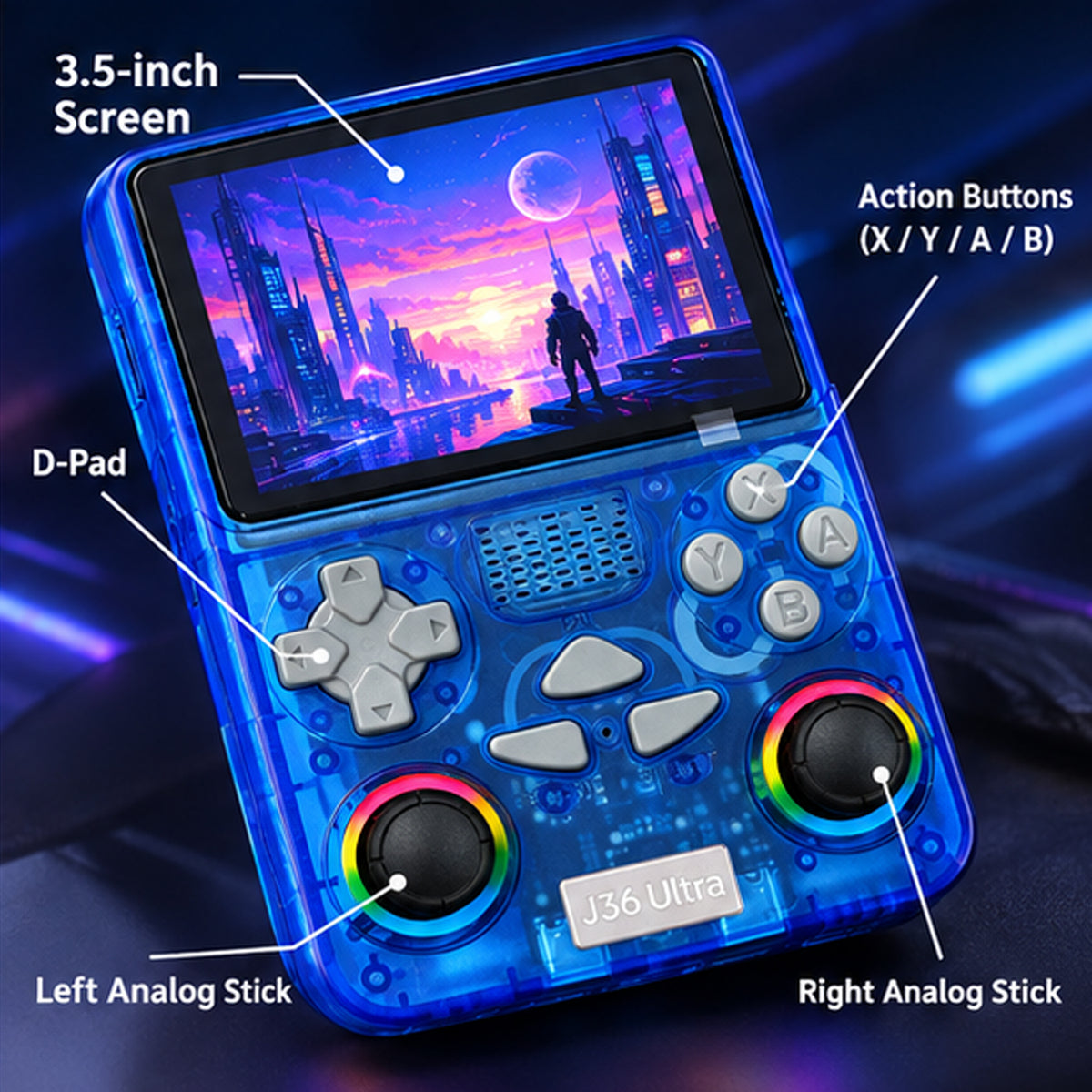 J36 Ultra Retro Game Console – 1GB RAM, 8GB Storage, 64GB SD Card, WiFi & Bluetooth 4.2 | Classic Games Console with YouTube