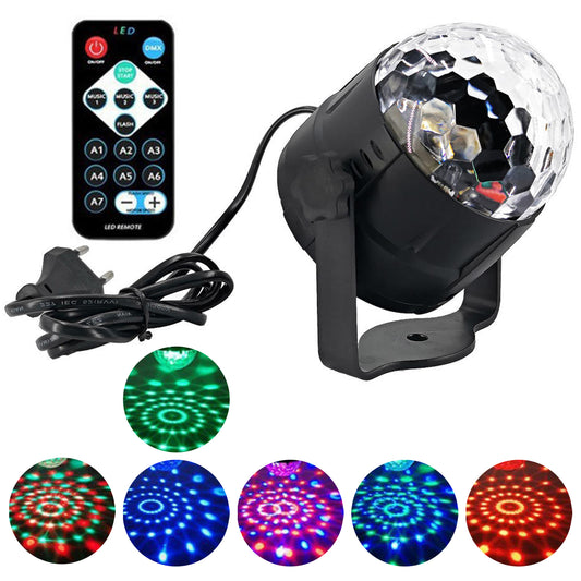 WRADER RGB DISCO DJ Projection Light with 7 Color Modes Sound Activated Party DJ Light With Remote Single Disco Ball