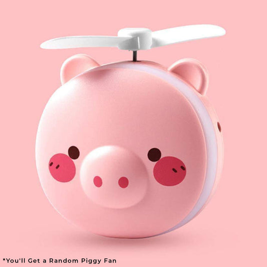 Portable Piggy Fan with Mirror & Lighting for Kids & Girls | Portable Fan with Mirror