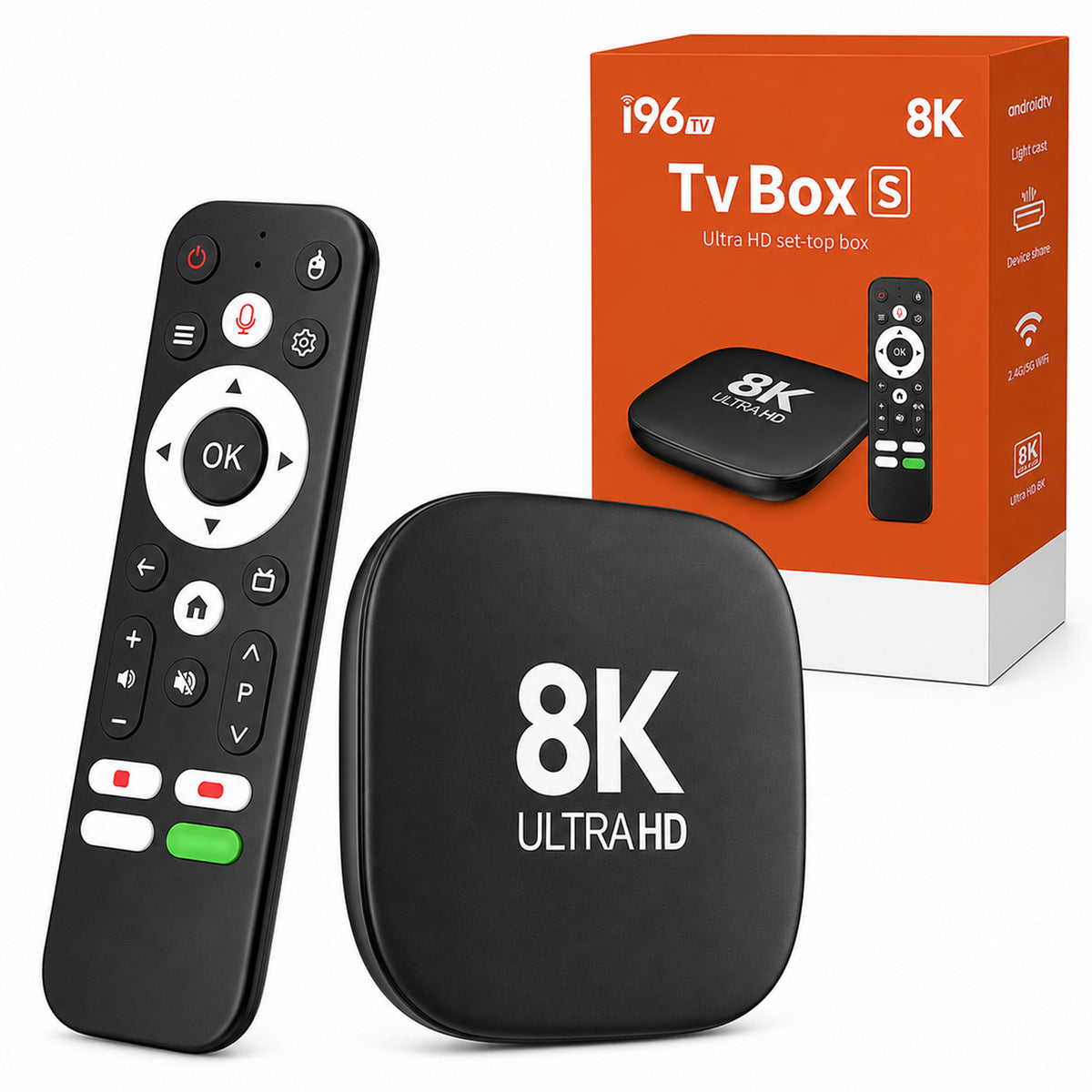 I96 Android TV Box with Voice Control – 1080p Full HD Streaming