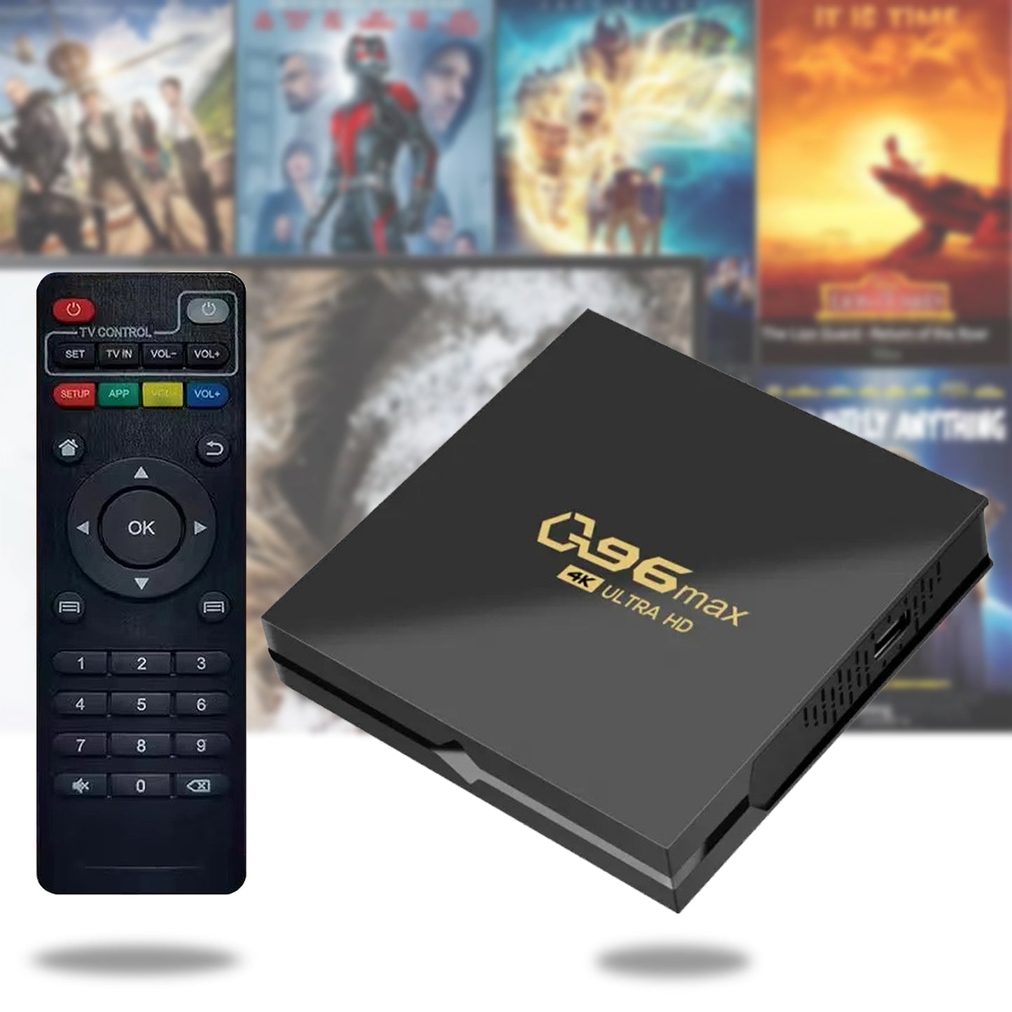 Q96 4K Ultra HD Android TV Box Android 14.0 8GB RAM 128GB ROM Free HDMI 3000+ Apps