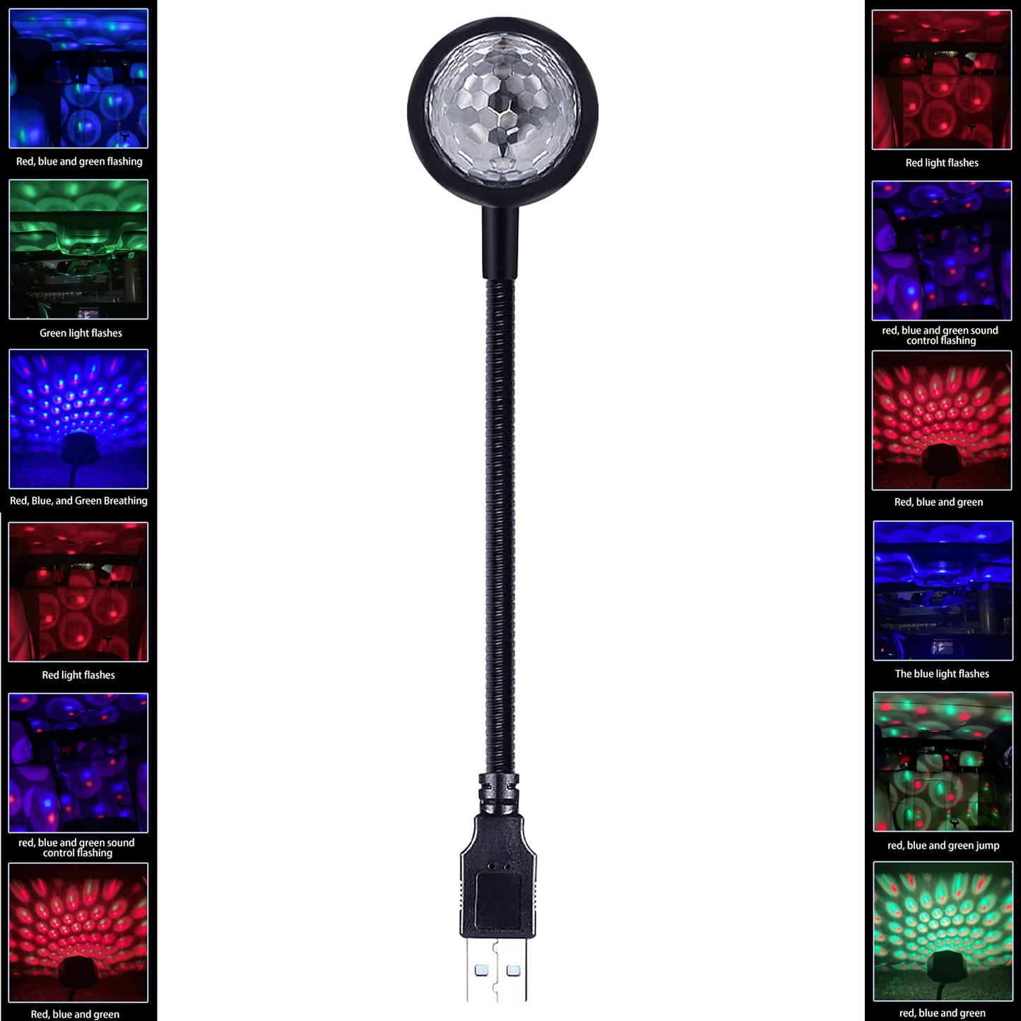 WRADER DISCO Light DJ Projection Light with 7 Color + 9 Functional Mode USB Night Light Shower Laser Light  (Ball Diameter: 8 cm)