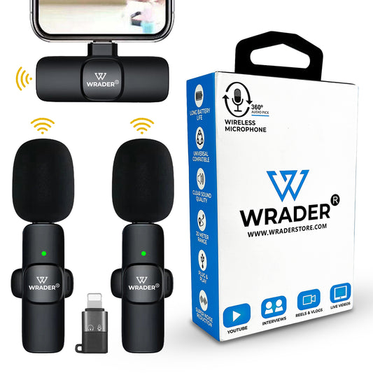 WRADER K9 Wireless Mic with Noise Cancellation for Vlogs, Video Recording Mobile Microphone