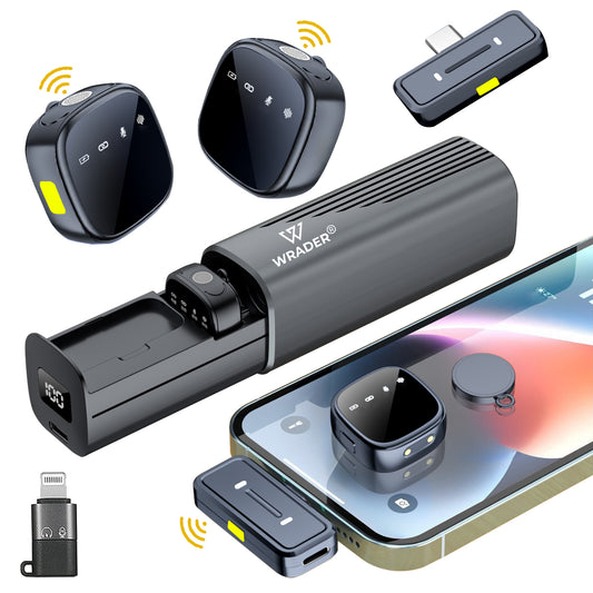 WRADER K26 Wireless Microphone – Premium Sliding Case & Ultra-Clear Audio For Android & iPhone