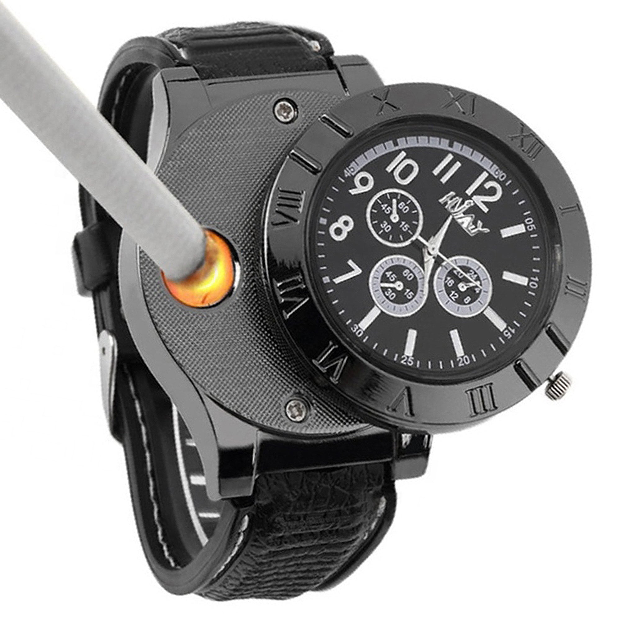 Huayue Metal Body Electronic Cigar Lighter Watch With USB Charging Cable  Cigar Lighter