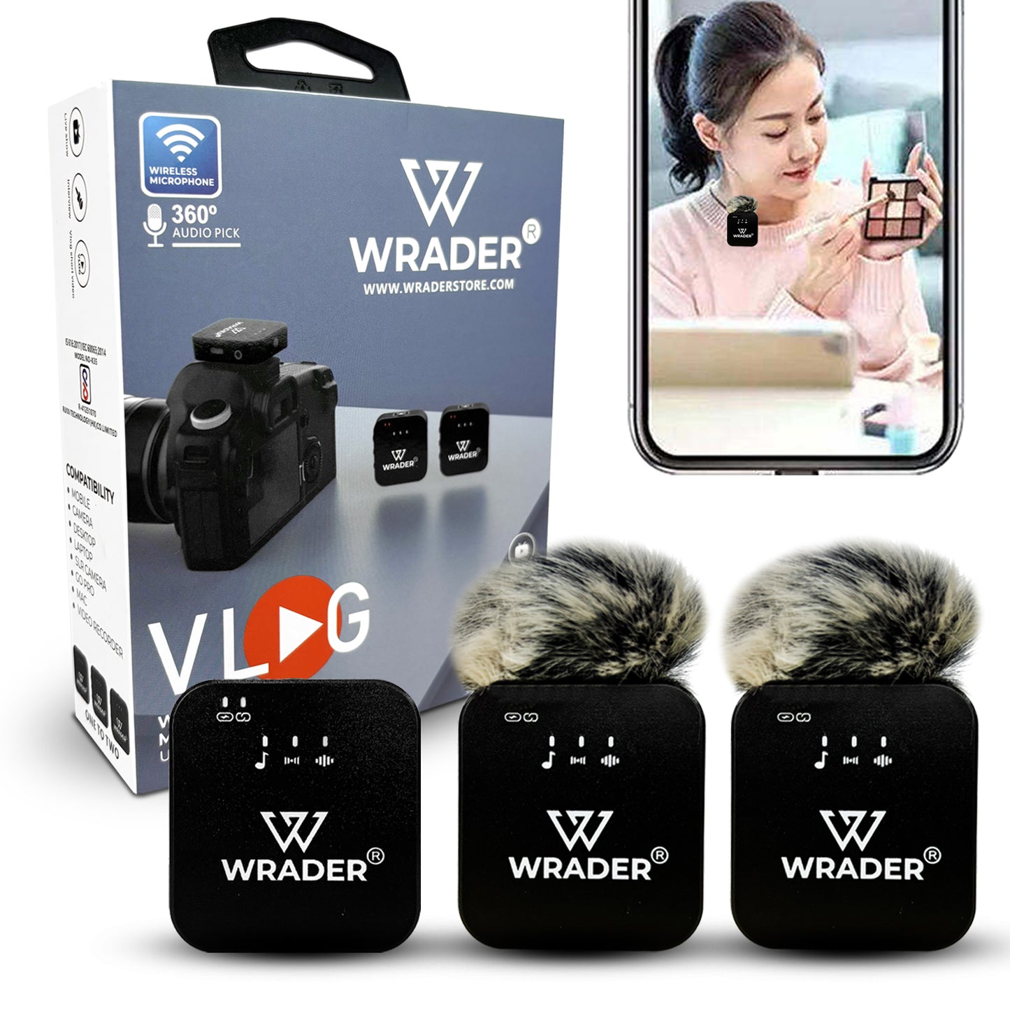 🎤 WRADER K205 Wireless Microphone – Multi-Mode, Crystal Clear Audio for All Devices