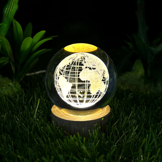 3D Earth Crystal Ball Night Table Lamp For Decorate Home Rooms / Bedrooms / Office Table / Studio Etc