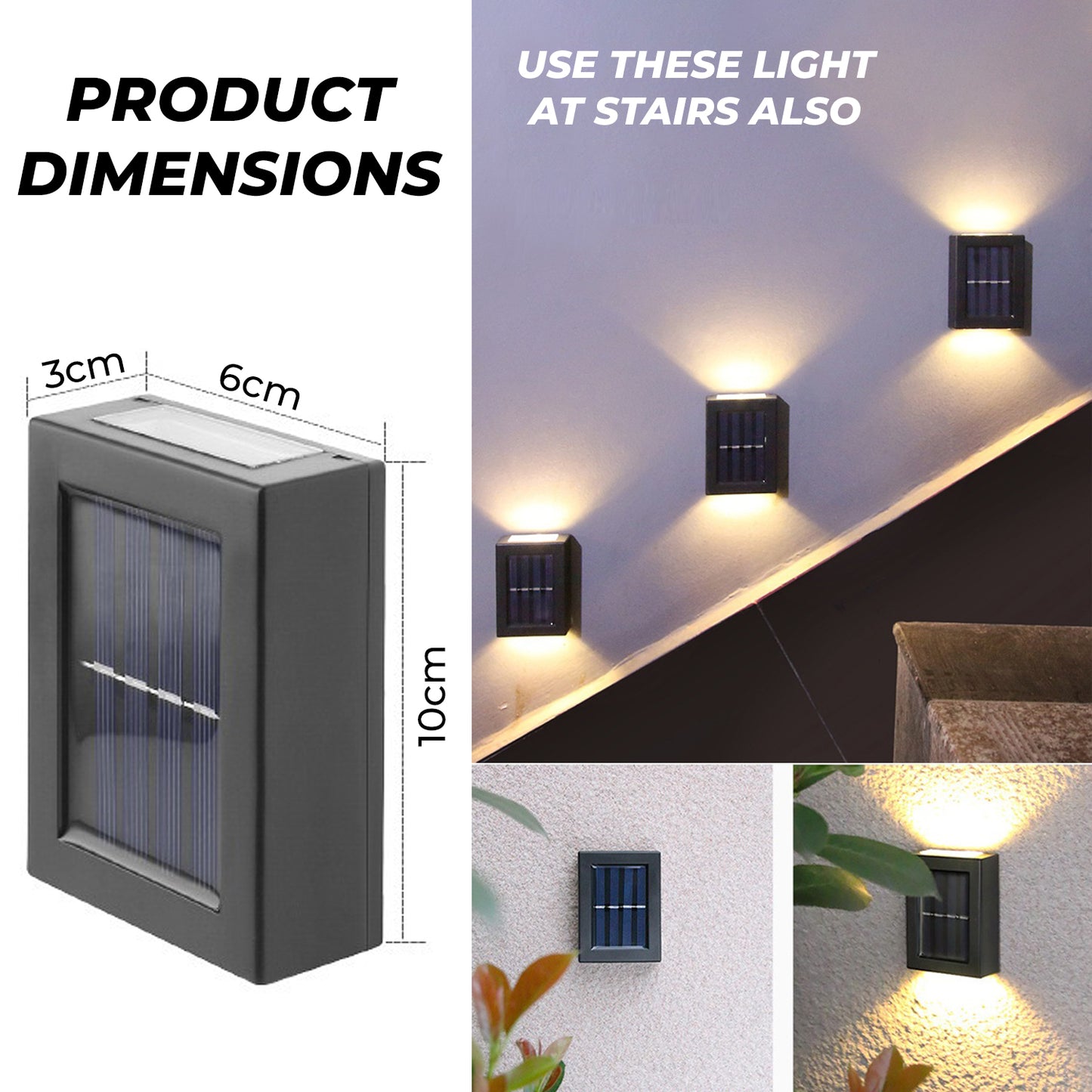 WRADER LED Small Solar Outdoor Wall Lamp Balcony Solar Light Night Light Sunlight Charging Lamp