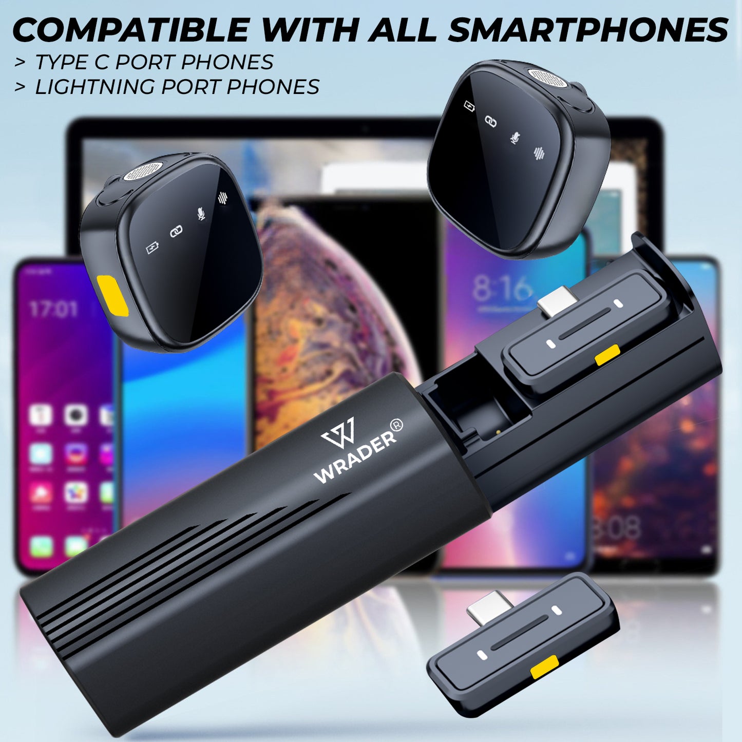 WRADER K26 Wireless Microphone – Premium Sliding Case & Ultra-Clear Audio For Android & iPhone