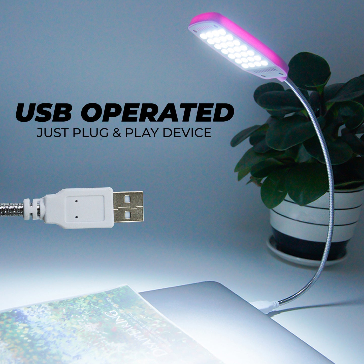 WRADER 360 Degree Flexible Gooseneck USB LED Light for Study White LED Light for Laptop Shower USB LED LAMP
