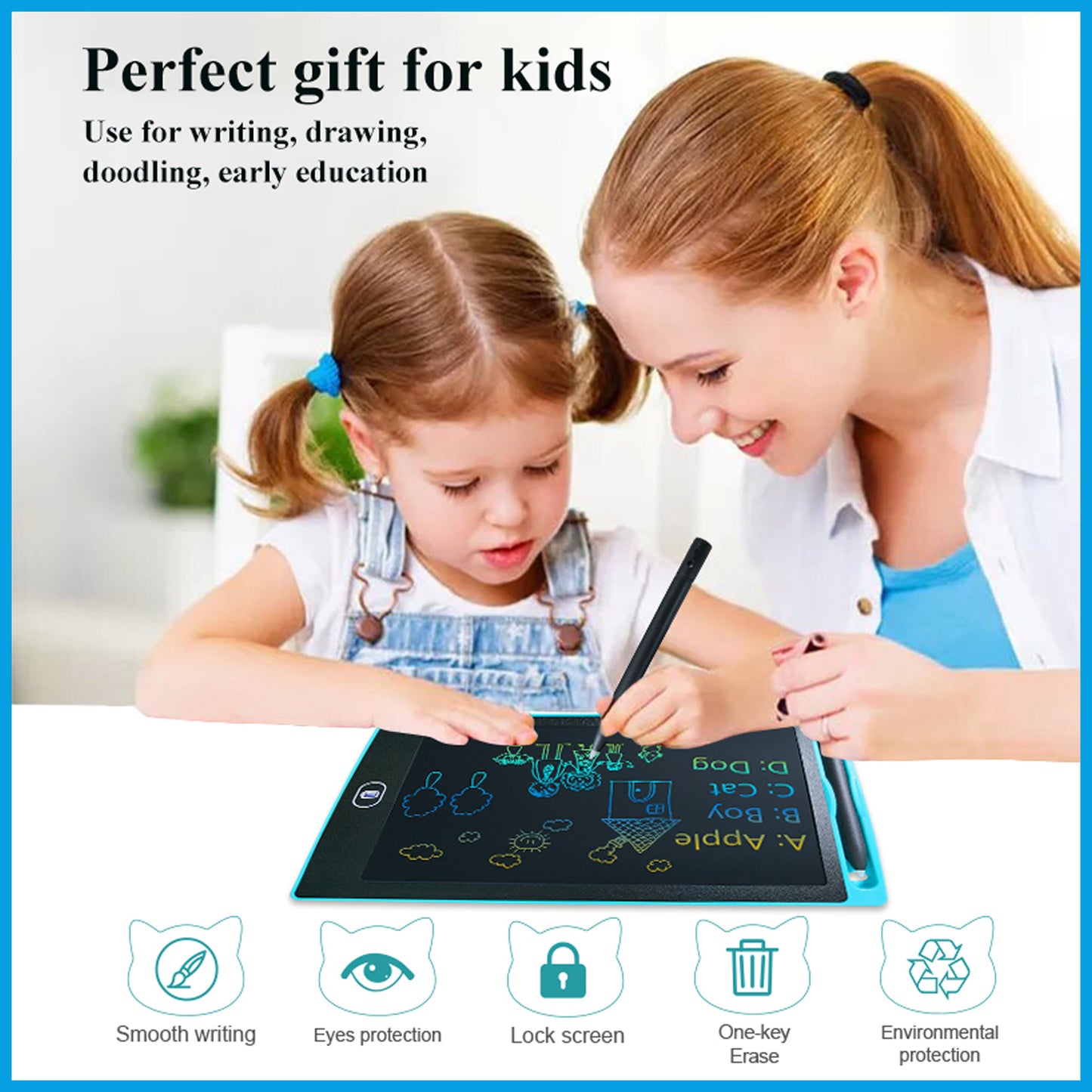 WRADER BIG SIZE 16 Inch Lcd Writing Tab for Kids Reusable Erasable One Click Button Writing Pad