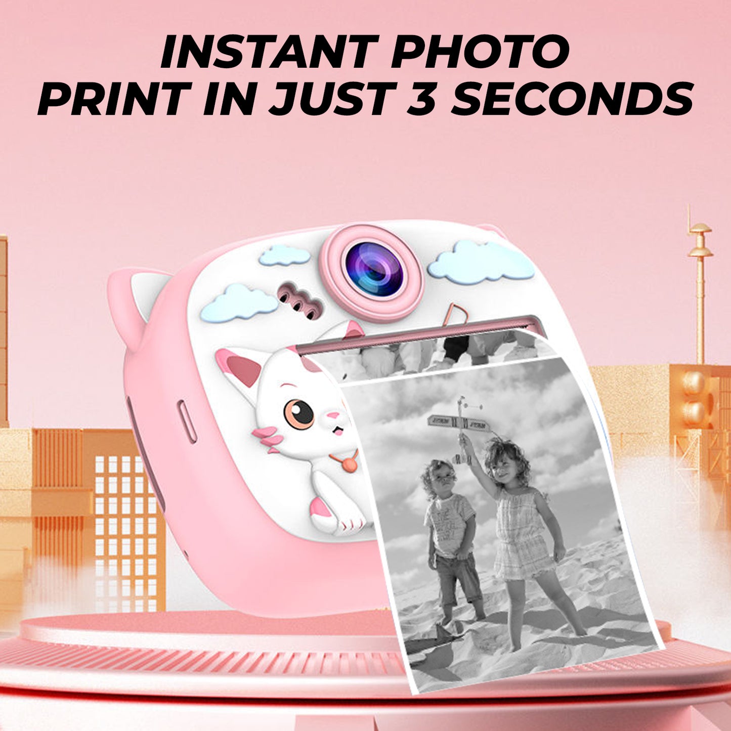 Instant Camera Printer Portable Photo Printer | Cat Design Camera Printer for Kids, Girls, Baby Boy | Best gift for Kids & Girls
